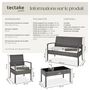 Voir la diapositive 6 : tectake Salon de jardin pour 4 personnes gris