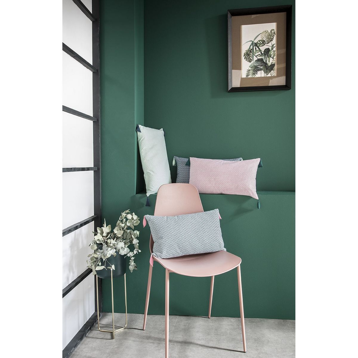 TODAY Coussin fantaisie forme rectangle en coton avec pompons Aurora TROPIK SUMMER