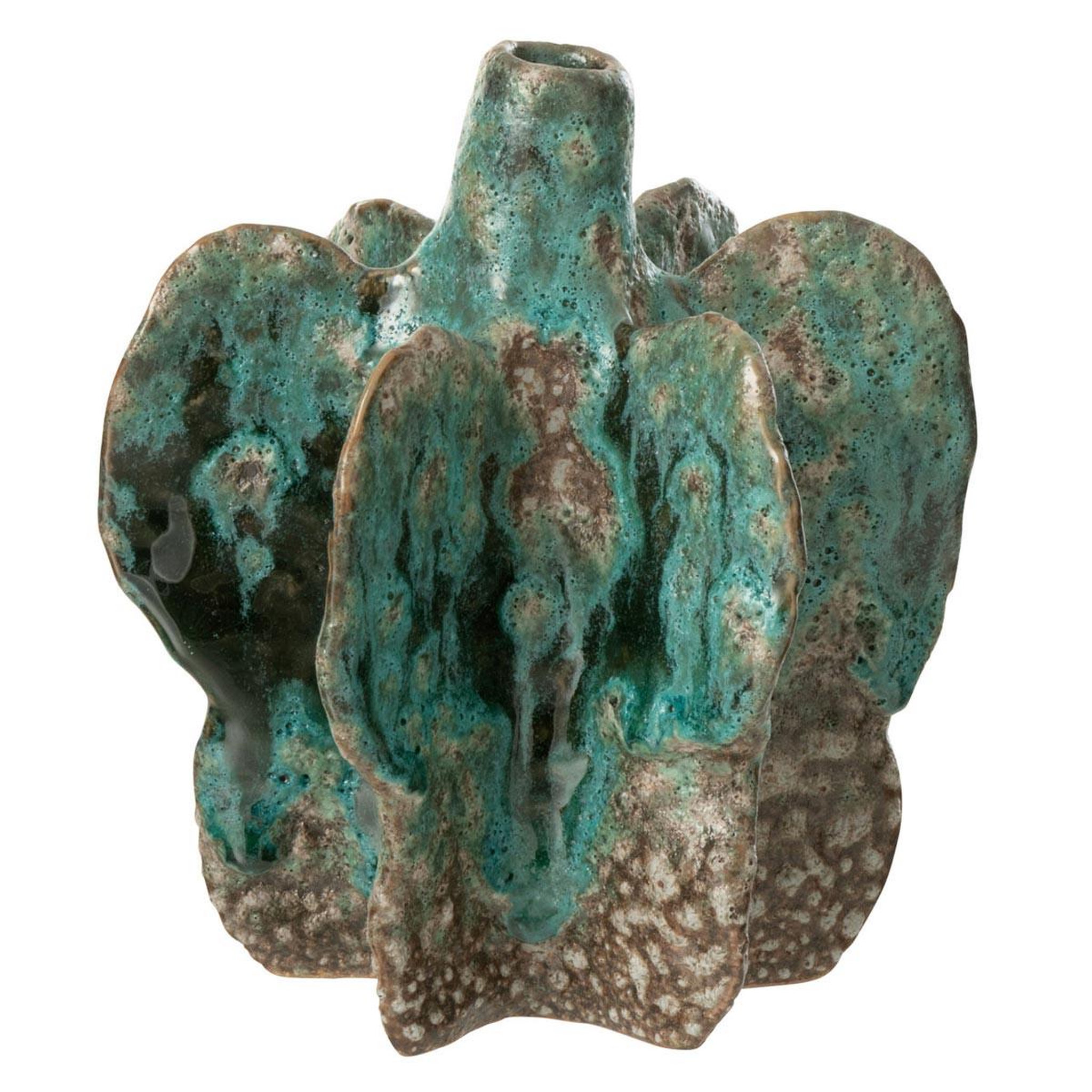 J-LINE Vase déco en céramique  naga  15cm bleu azur
