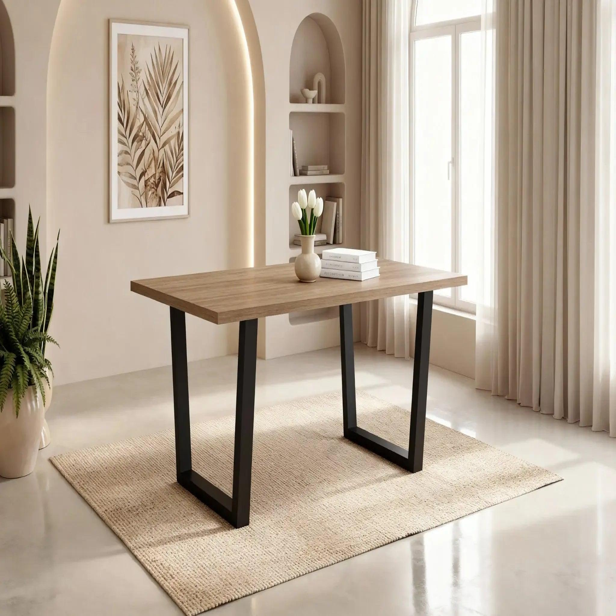 Voir la diapositive 3 : CASANOVA PARIS Neva - table à manger rectangulaire 180cmpieds en métal noir - chêne clair