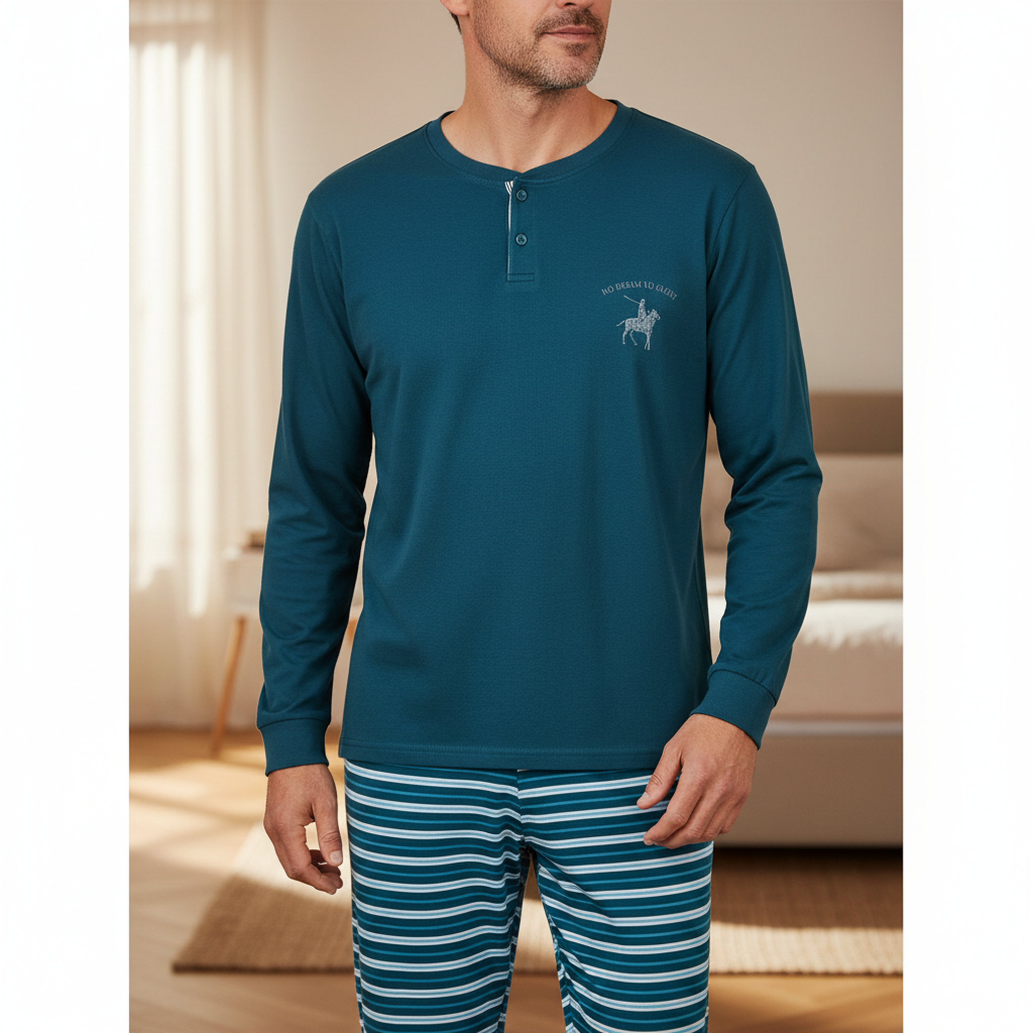 Voir la diapositive 2 : OZABI Ozabi pyjama homme doublé polaire écusson brodé