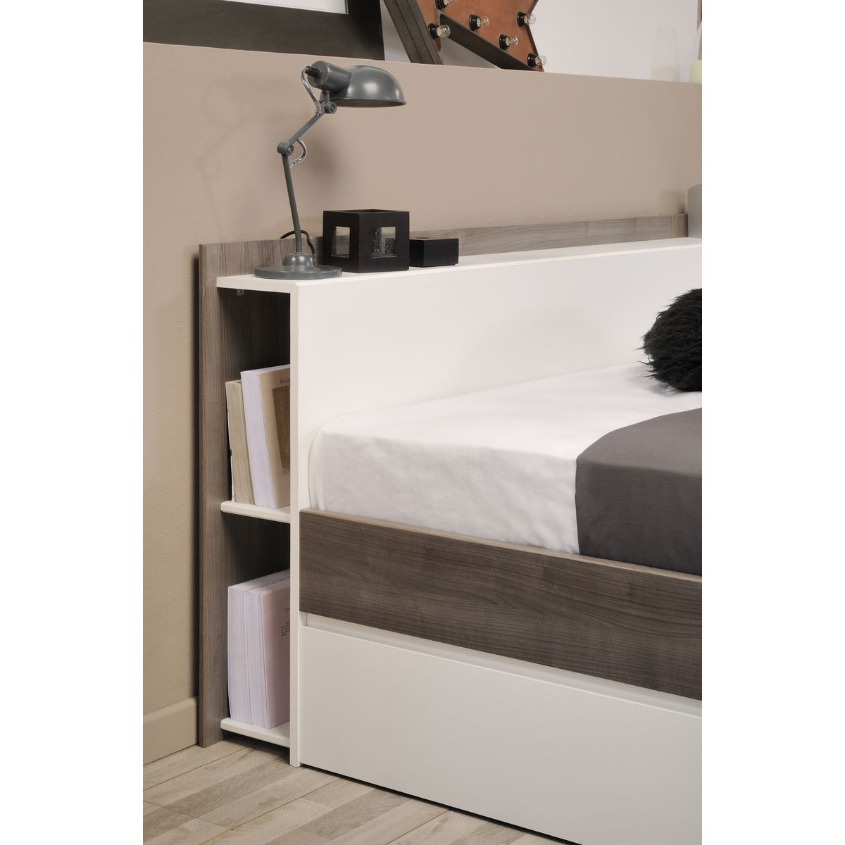 Lit double adulte 160x200 cm avec rangements BOOST