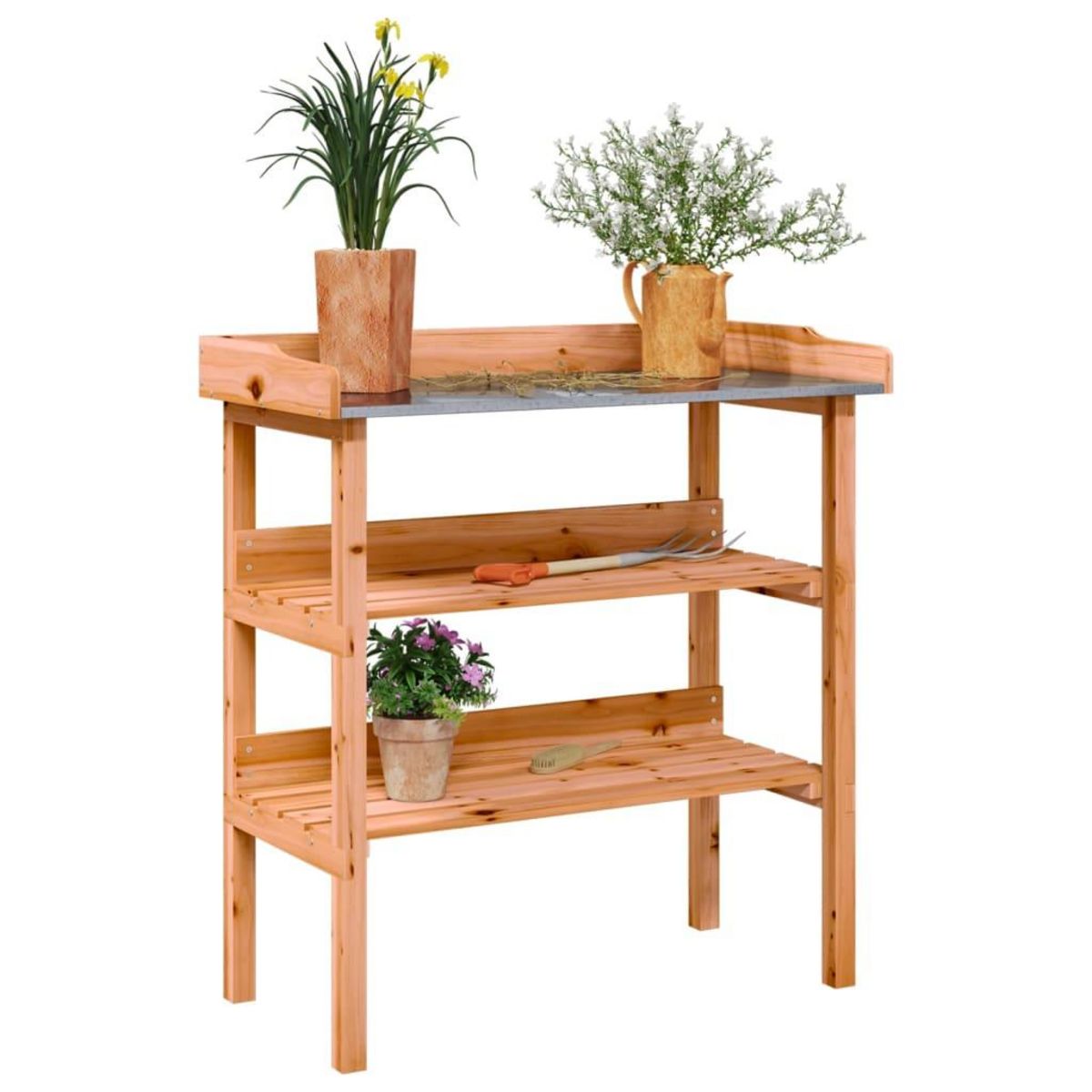 VIDAXL Table a plantes avec etageres marron 78x38x82,5cm bois de sapin