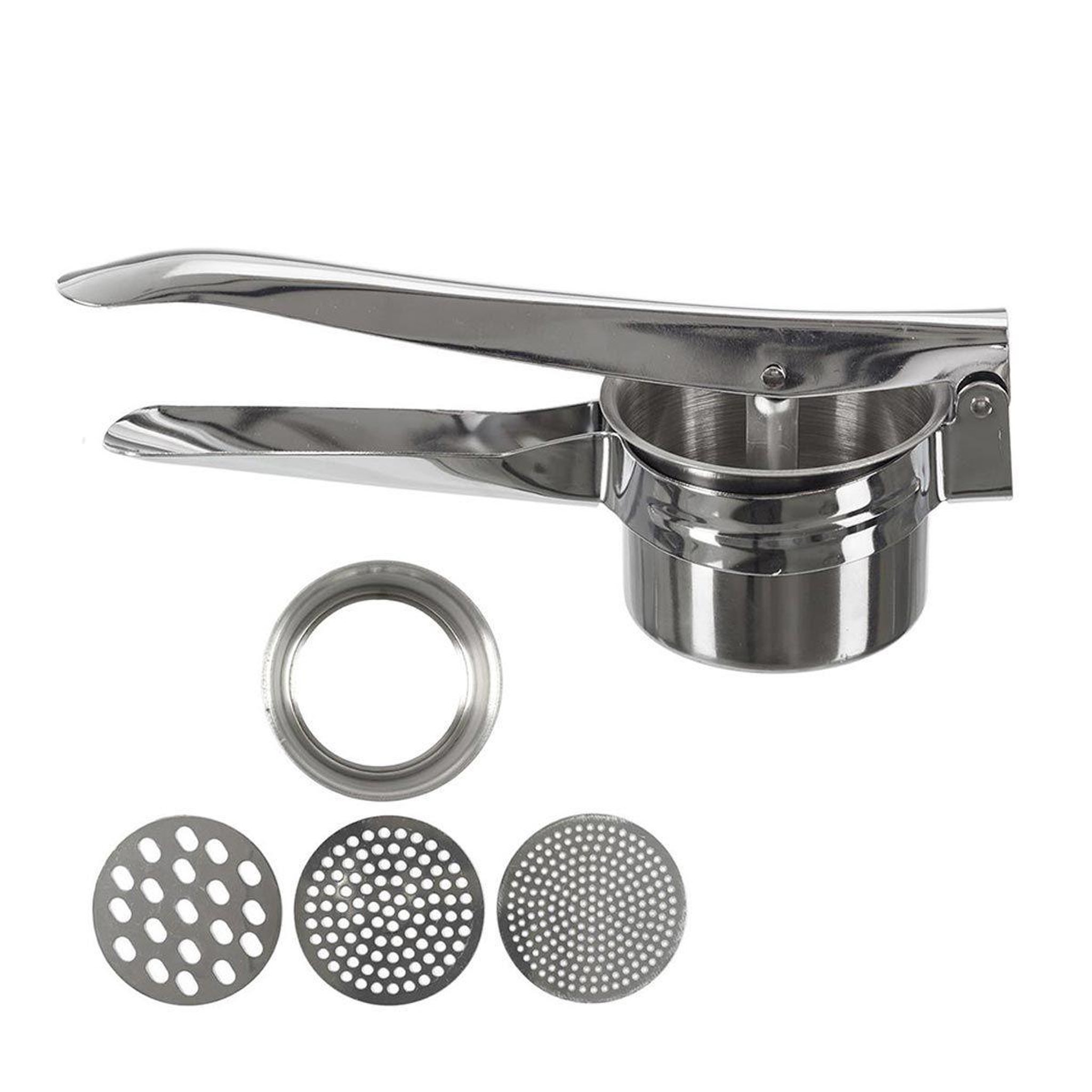 Voir la diapositive 1 : COOK CONCEPT Presse Purée Inox  3 Râpes  27cm Argent