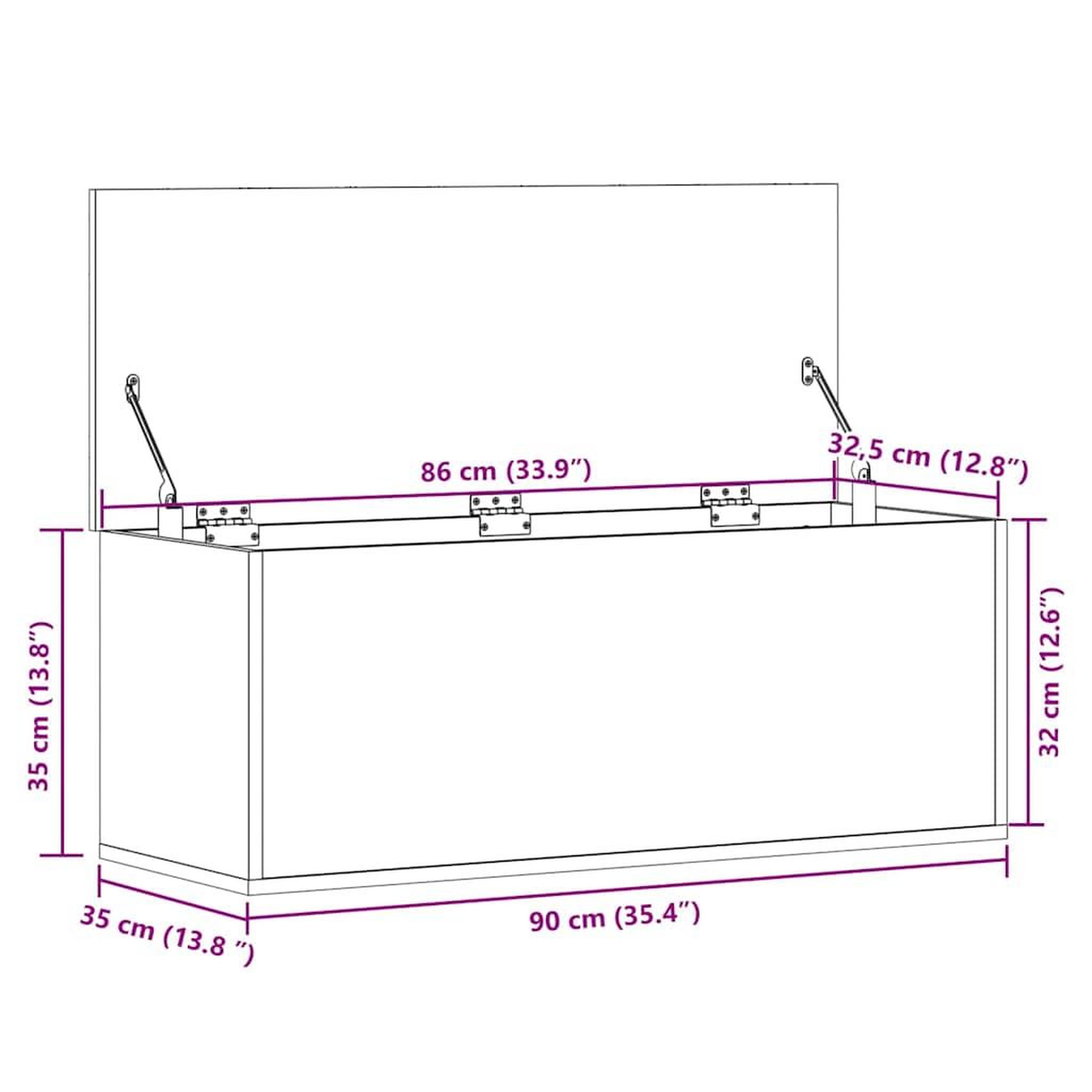 Voir la diapositive 6 : VIDAXL Boîte de rangement chene sonoma 90x35x35 cm bois d'ingenierie