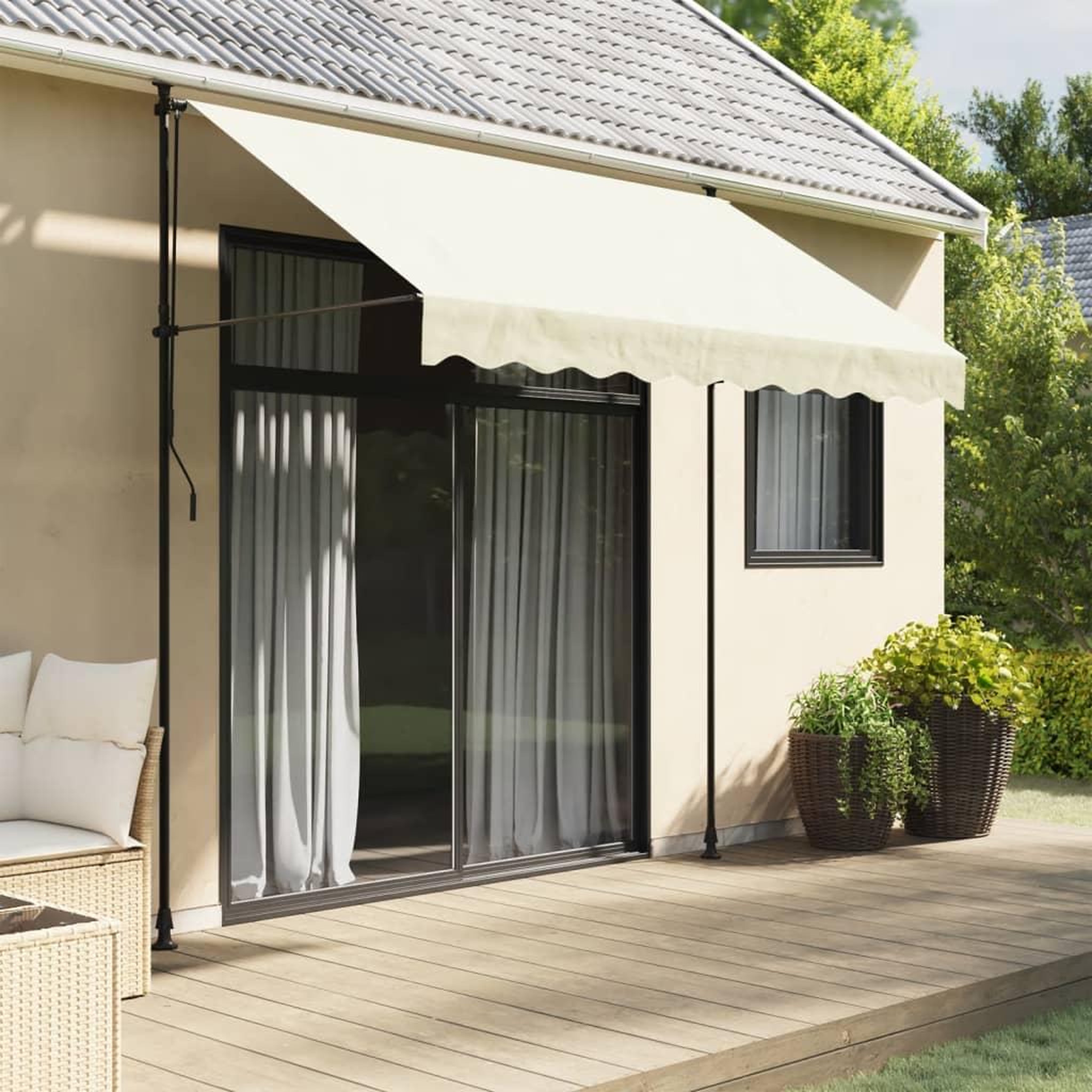 VIDAXL Auvent retractable creme 250x150 m tissu et acier