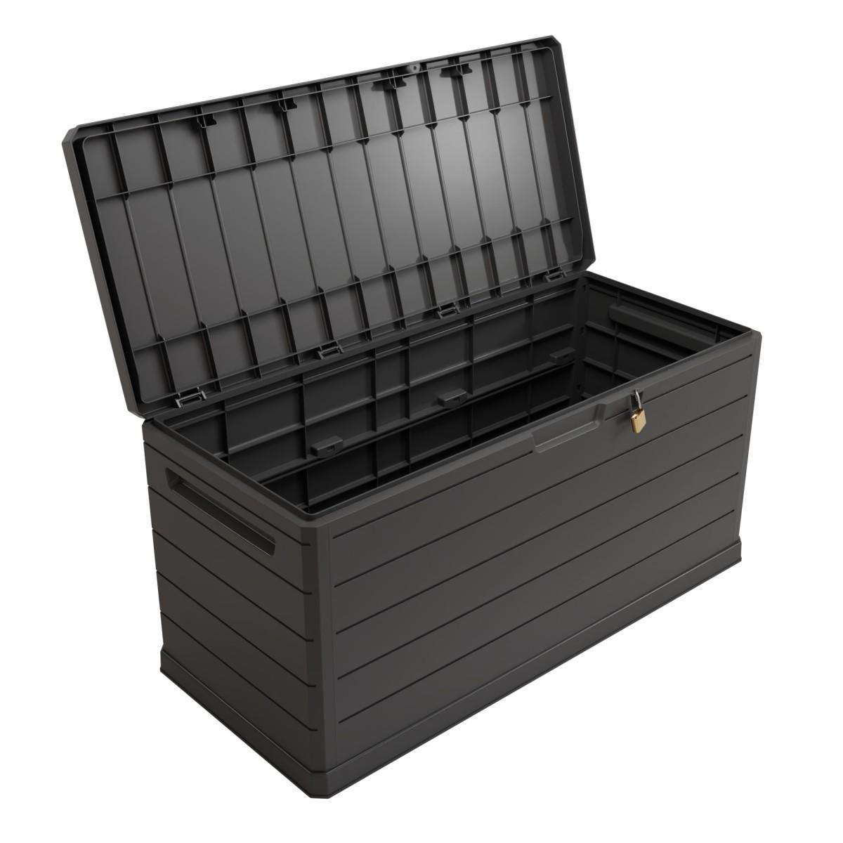 ART PLAST Coffre de rangement extérieur 350L - Coffre de Jardin Gris 118.5x52x57cm - Poignées de transport - Résistant à l'eau ArtPlast