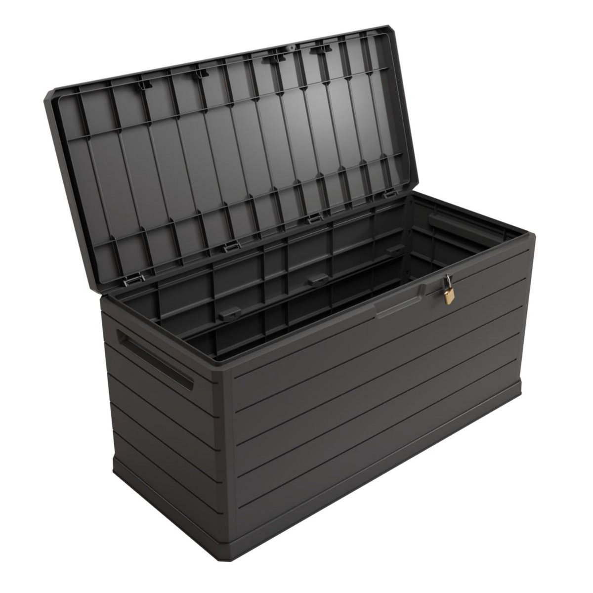 ART PLAST Coffre de rangement extérieur 350L - Coffre de Jardin Gris 118.5x52x57cm - Poignées de transport - Résistant à l'eau ArtPlast