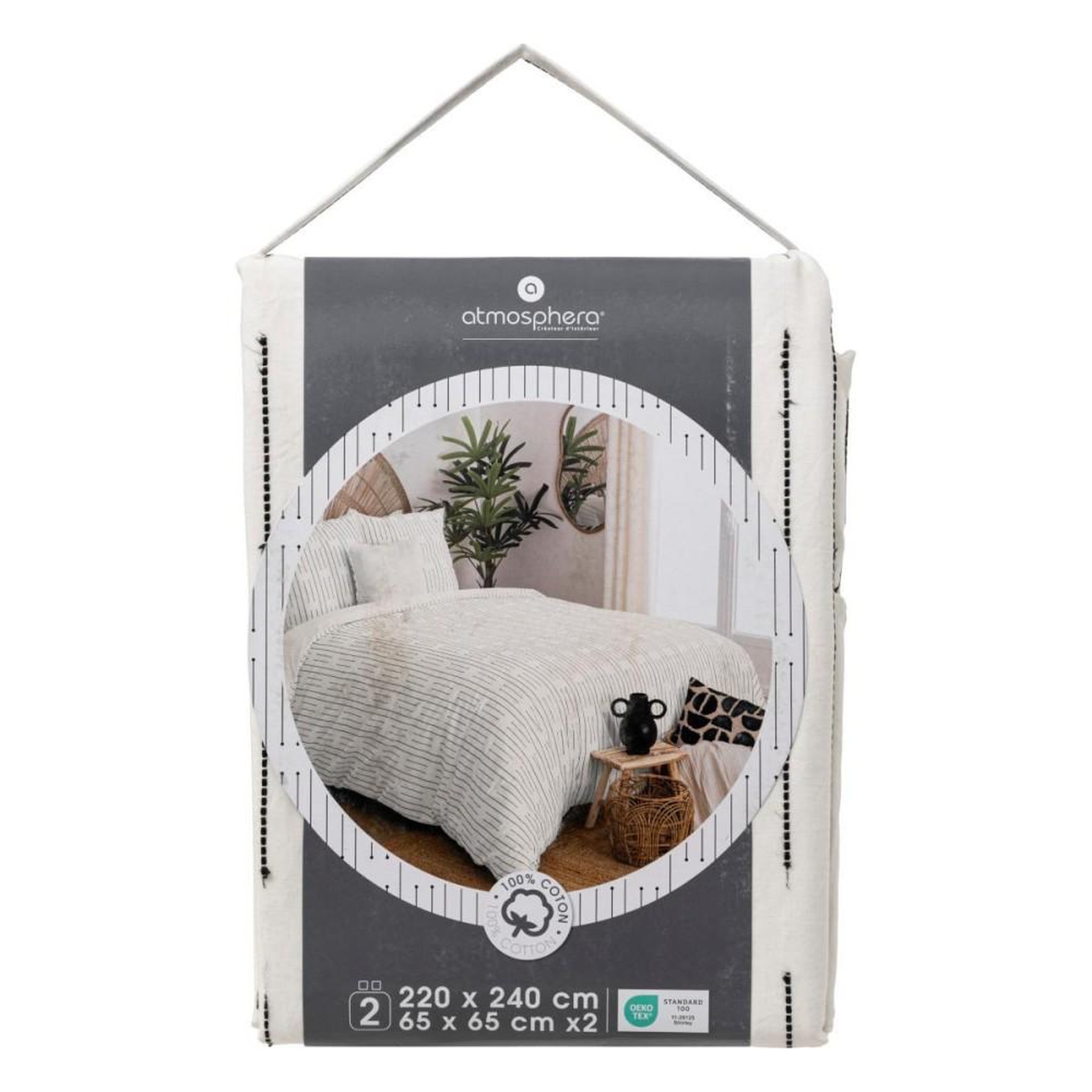 Voir la diapositive 4 : ATMOSPHERA Housse de couette 260x240 + 2 taies coton KAIN