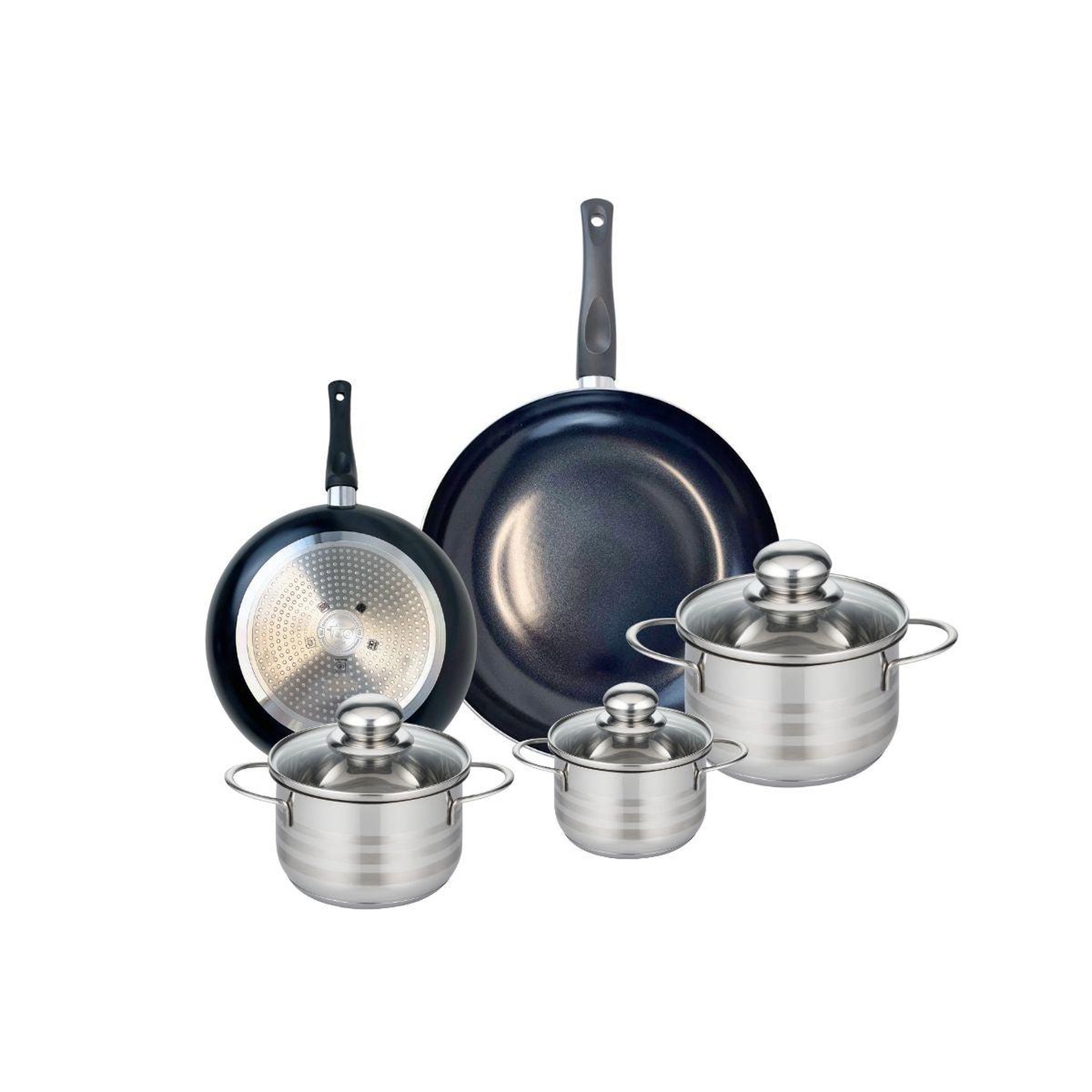 ELO Ensemble de 2 poêles de cuisson 20 et 28 cm et 3 faitouts 12, 14 et 16 cm elo prima brillant