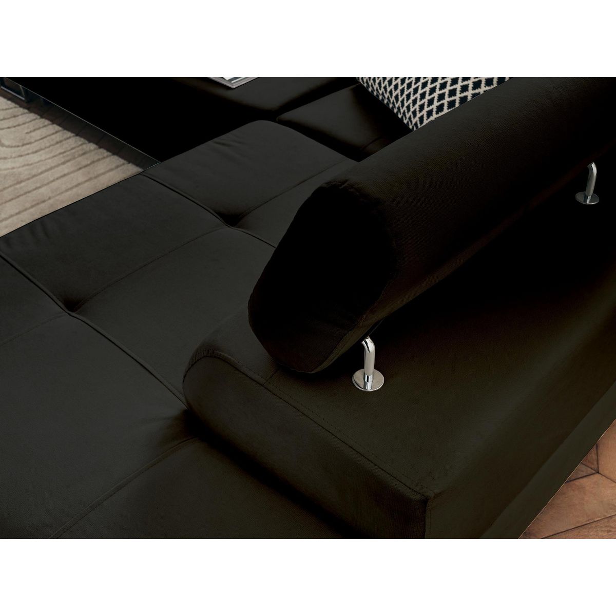 BEST MOBILIER Pablo - canapé d'angle droit - 5 places - convertible avec coffre et têtières réglables - en velours