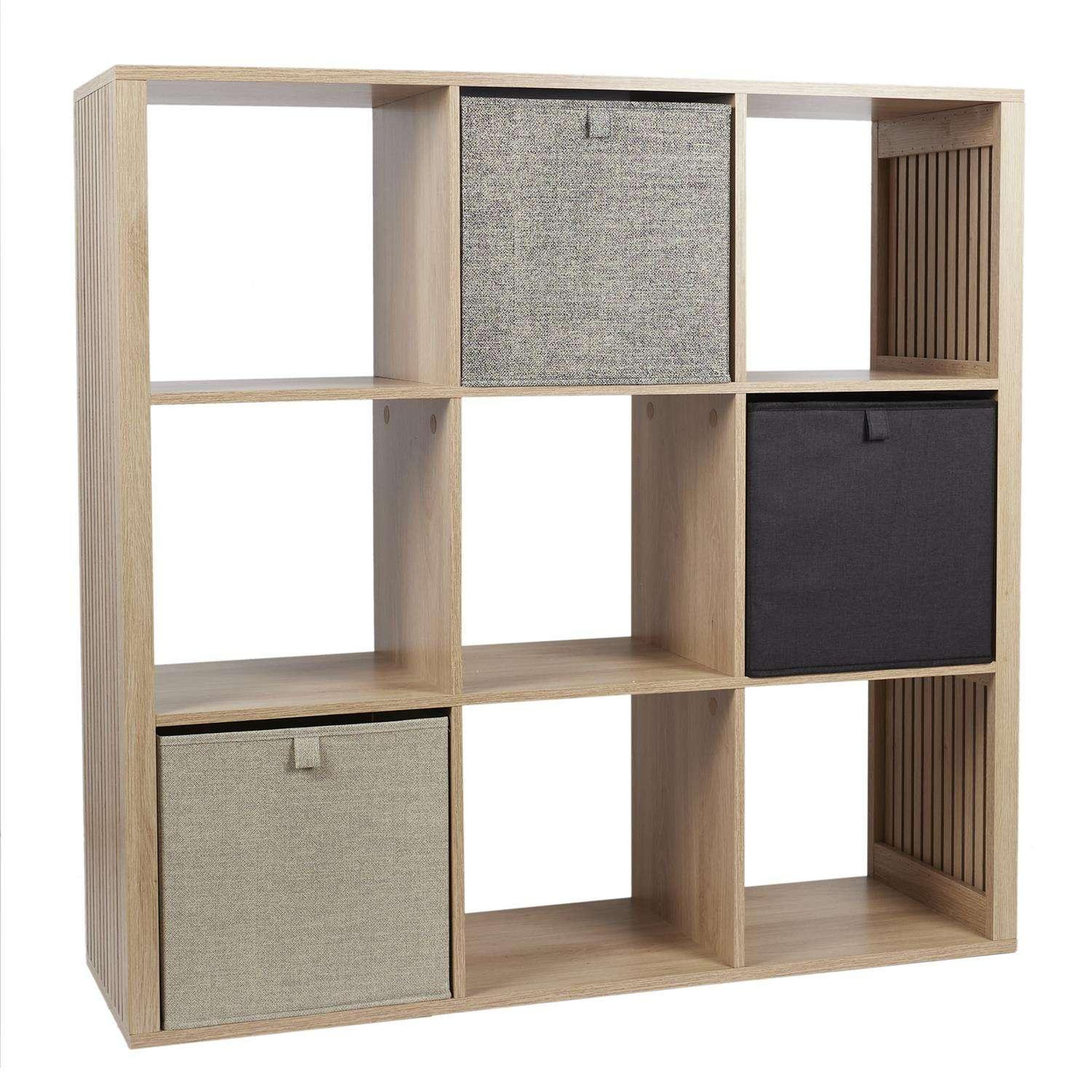 Voir la diapositive 4 : The Home Deco Factory Etagère de rangement 9 cases saulk en bois - marron