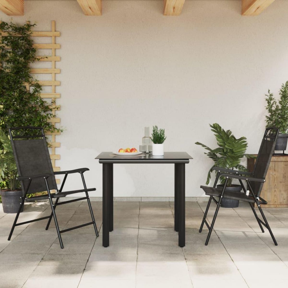 VIDAXL Chaises de jardin pliables lot de 2 en acier et textilene
