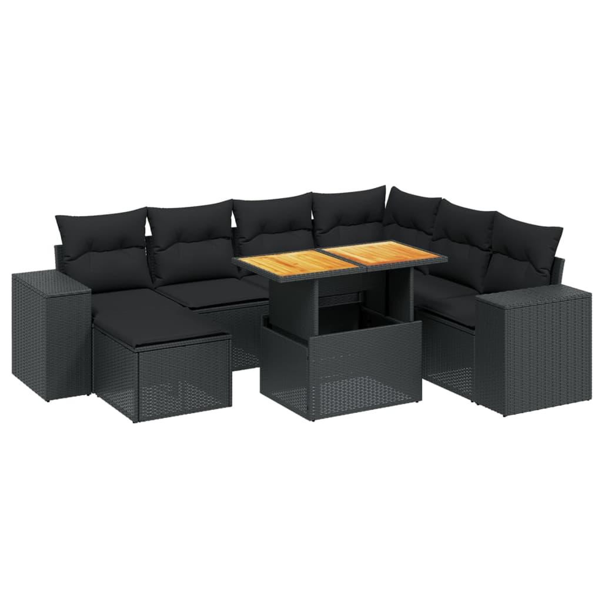 Voir la diapositive 2 : VIDAXL Salon de jardin 8 pcs avec coussins noir resine tressee