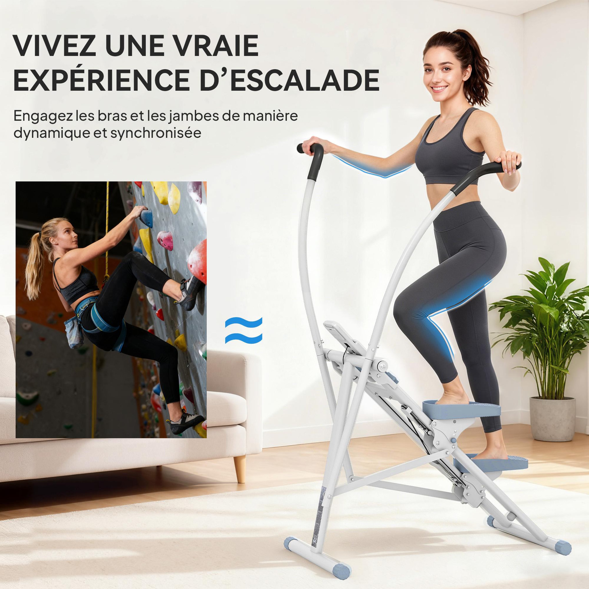 Voir la diapositive 6 : HOMCOM Stepper escalier pliable - stepper climber réglable - écran lcd multifonction bleu blanc