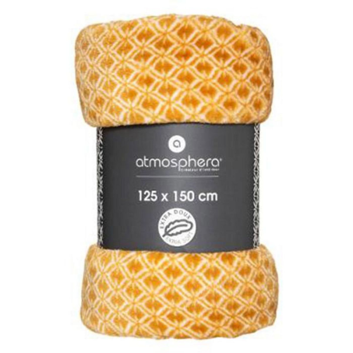 ATMOSPHERA Plaid Flanelle Imprimé  Otto  125x150cm Jaune Ocre