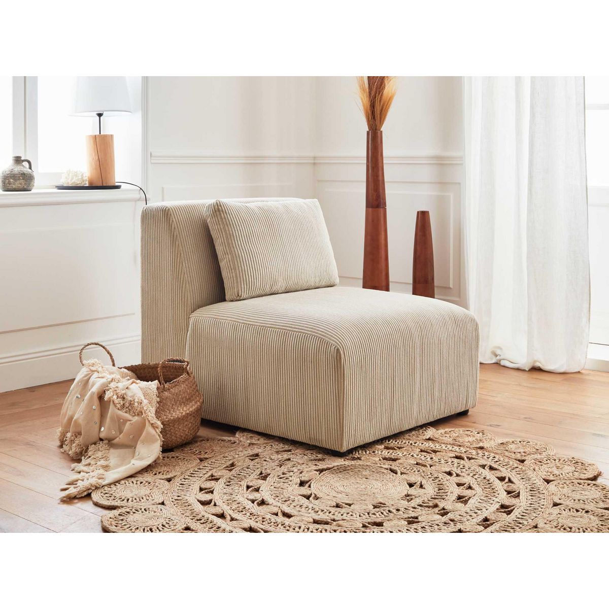 LISA DESIGN Victoire - canapé modulable d'angle gauche - 5 places - en velours côtelé