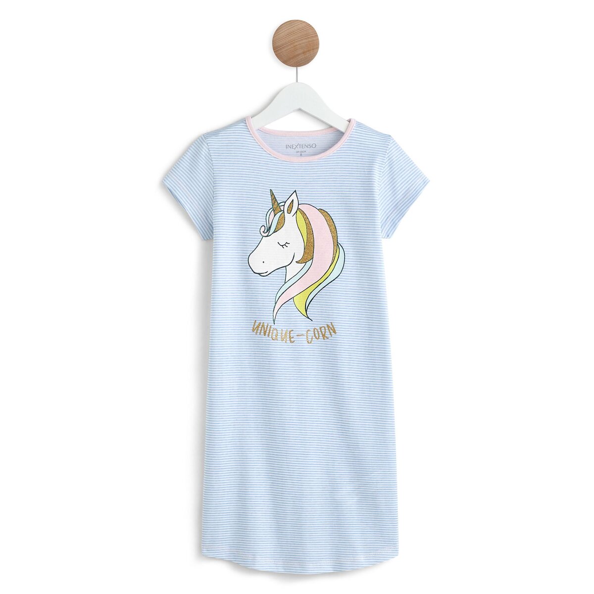 IN EXTENSO Chemise de nuit à rayures licorne fille