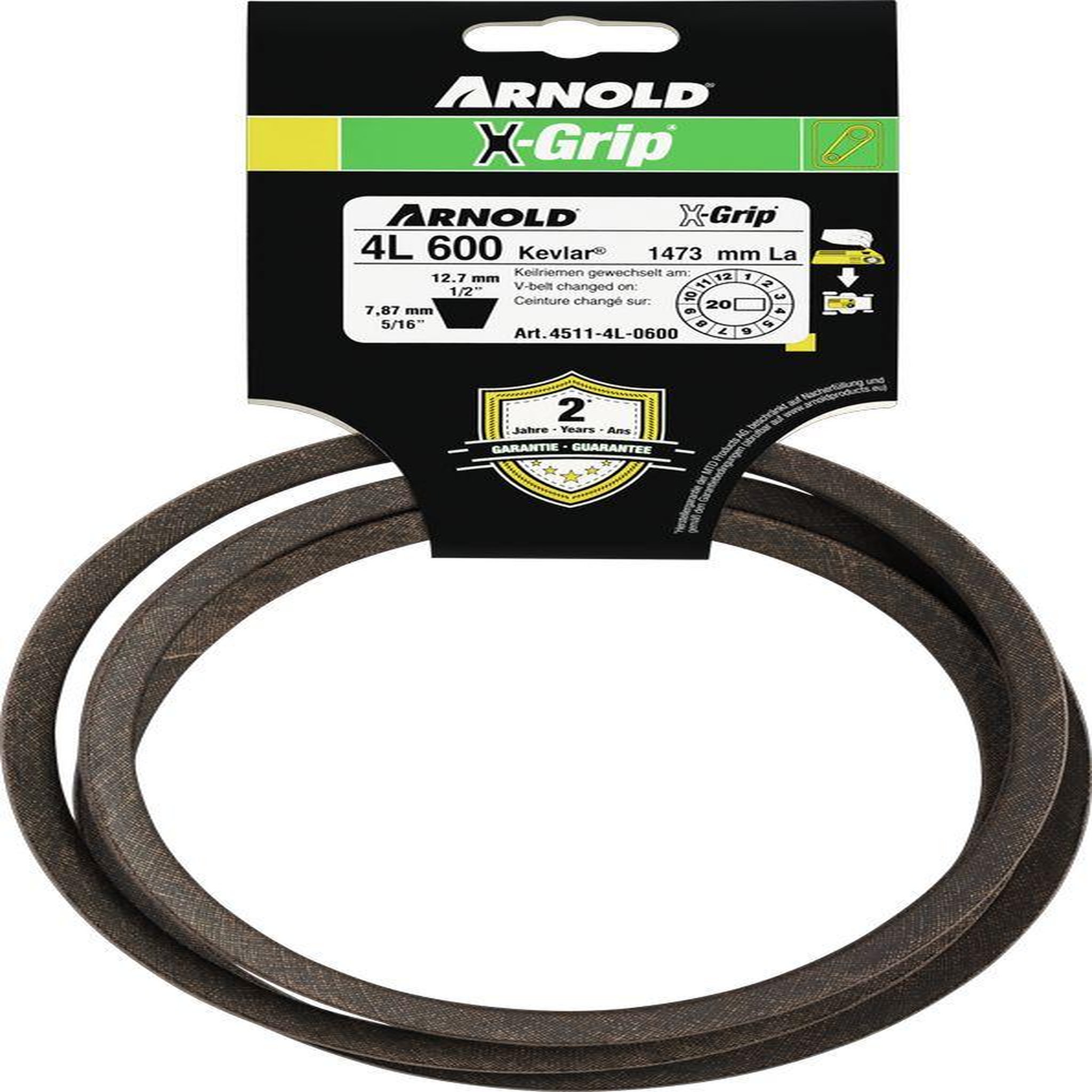 ARNOLD Courroie trapézoïdale x-grip v de type 4l600