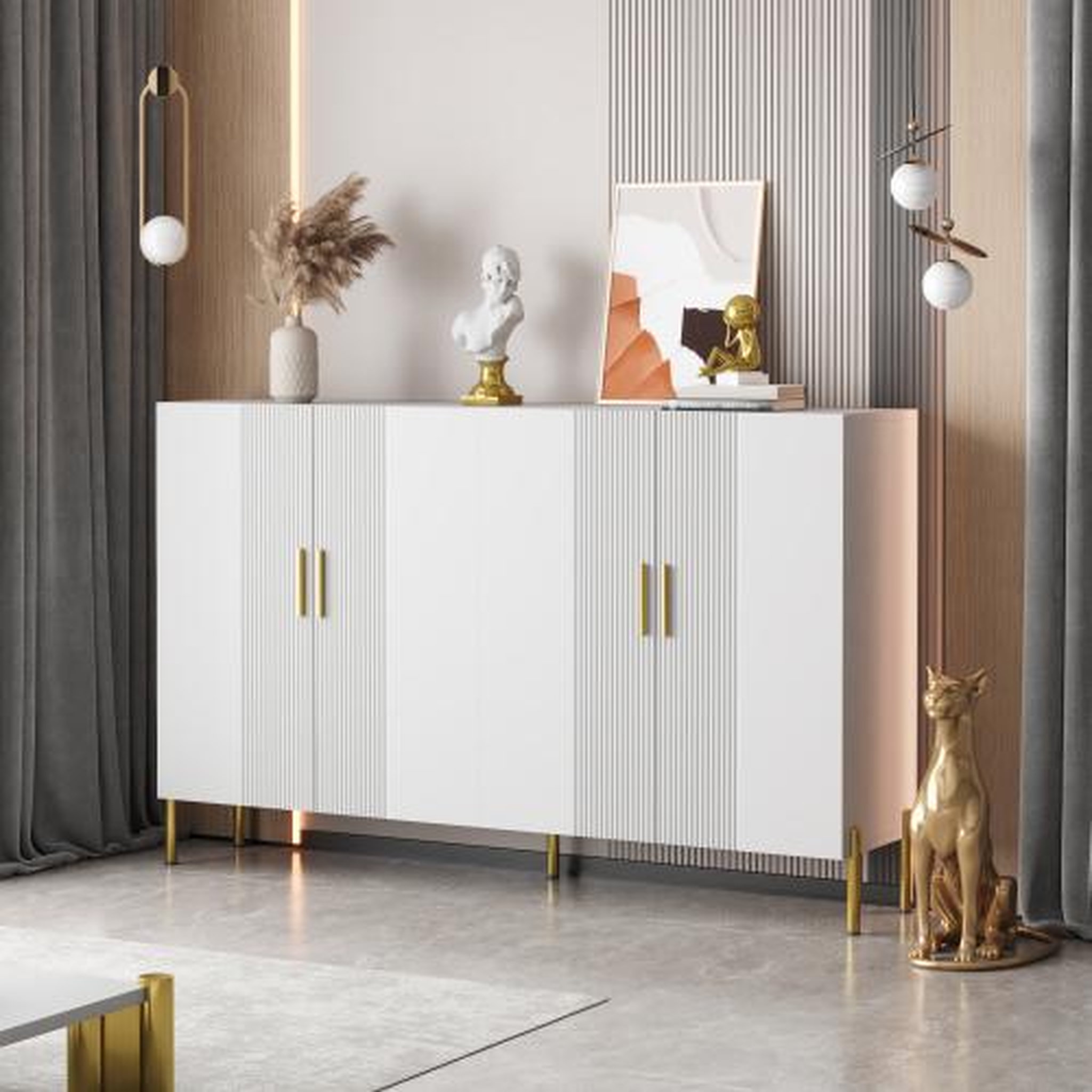 Voir la diapositive 5 : MERAX Buffet 4 porte(s) 0 tiroir(s) - 160 cm blanc panneau de particules