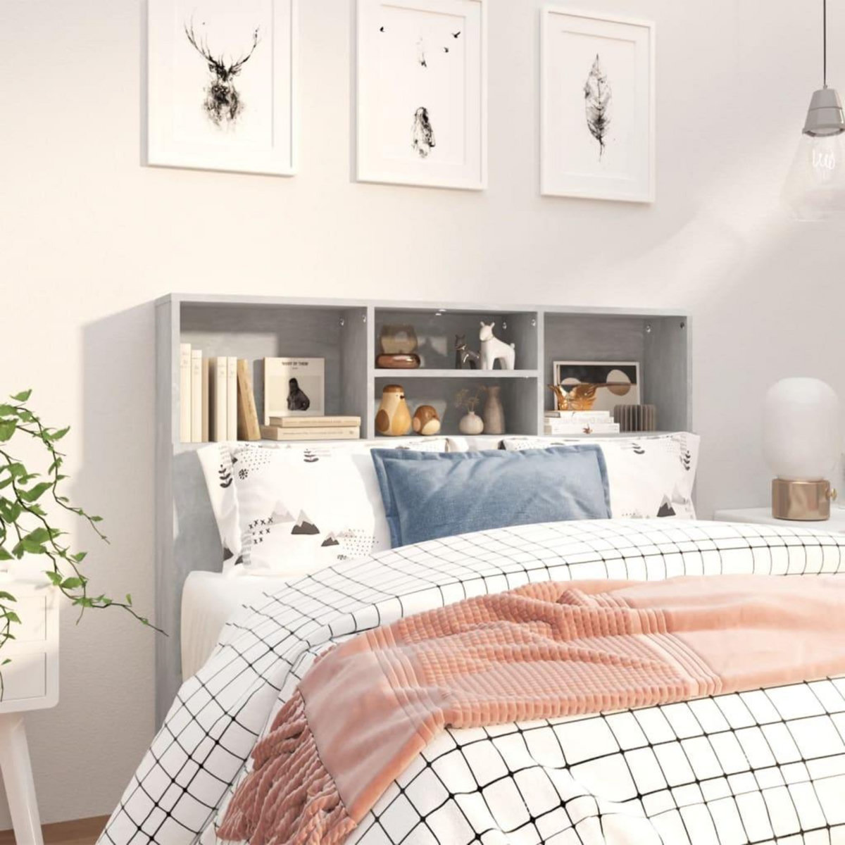 VIDAXL Armoire de tete de lit Gris beton 120x19x103,5 cm