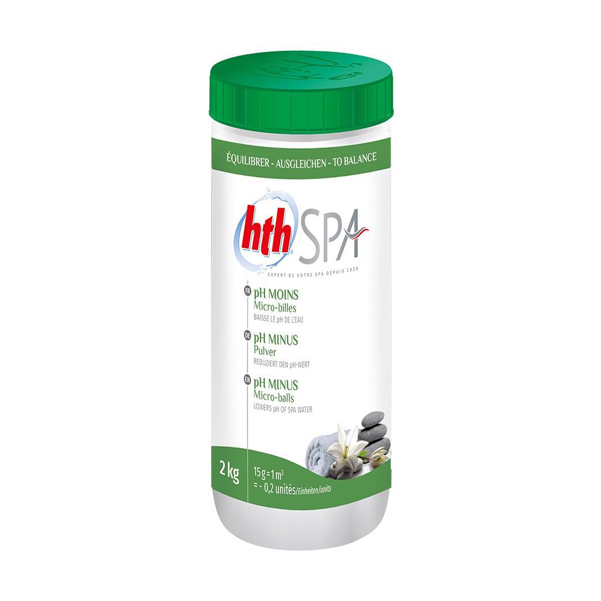 Voir la diapositive 2 : HTH pH moins micro-billes pour spa 2 kg - HTH