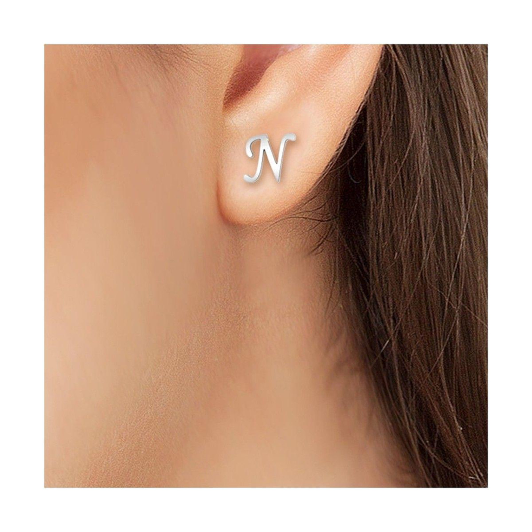 Voir la diapositive 2 : SC BOHEME Boucles d'oreilles lettre N par SC Bohème