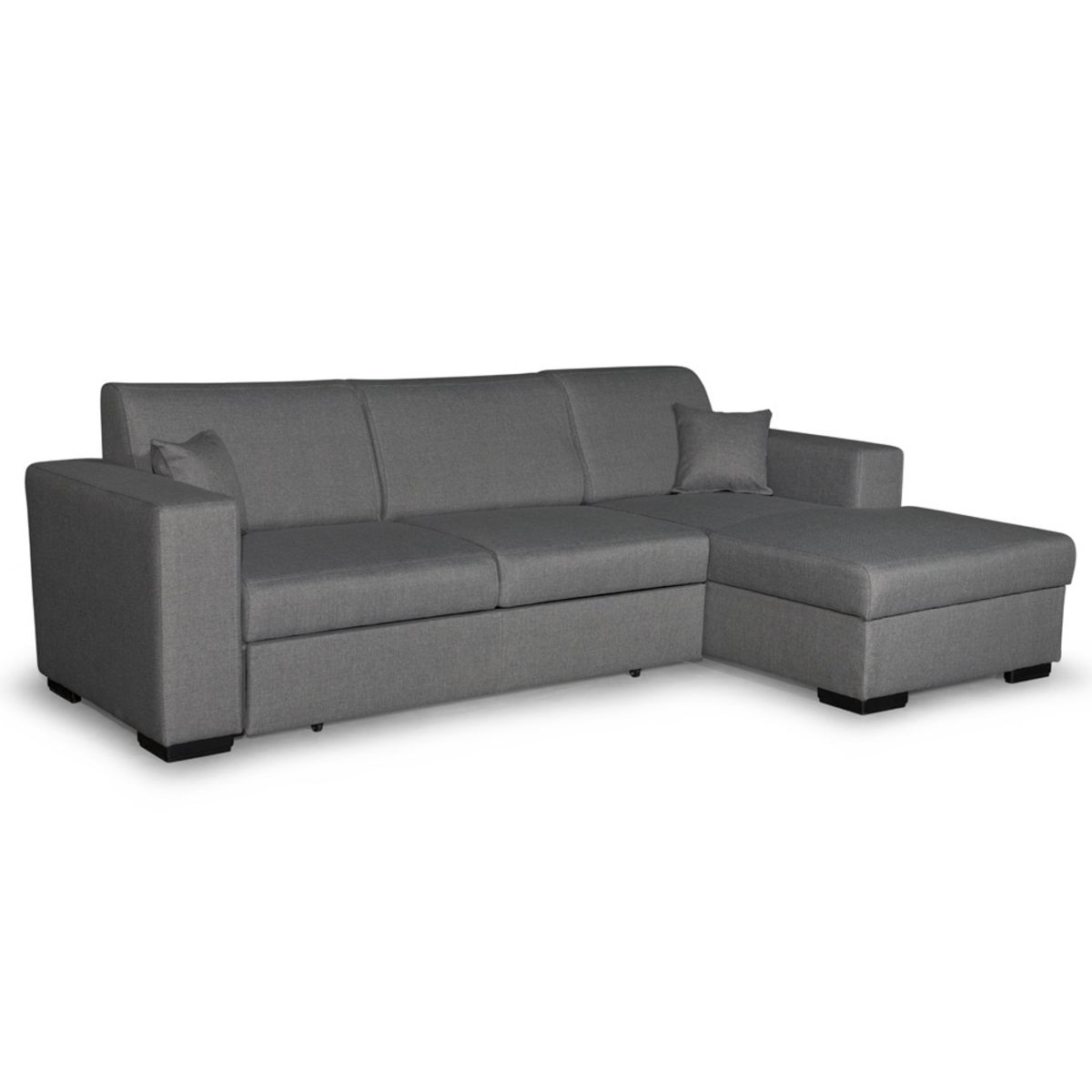 Canapé d'angle droit convertible 4 places avec coffre  de rangement revêtement tissu CARIBEA 