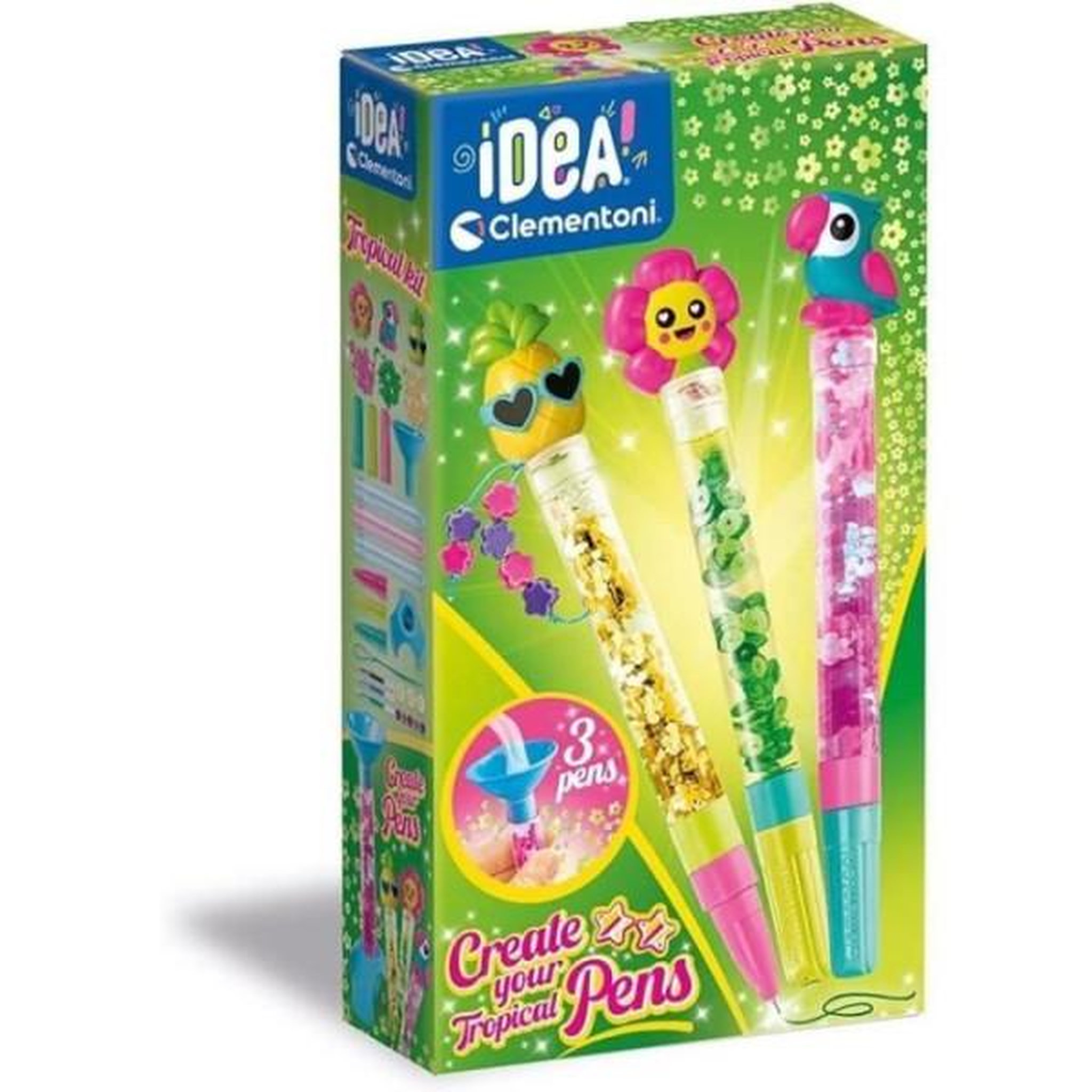 CLEMENTONI Clementoni - Créer tes stylos - Mini atelier des Stylos - Theme tropical - 3 a créer - Des 6ans