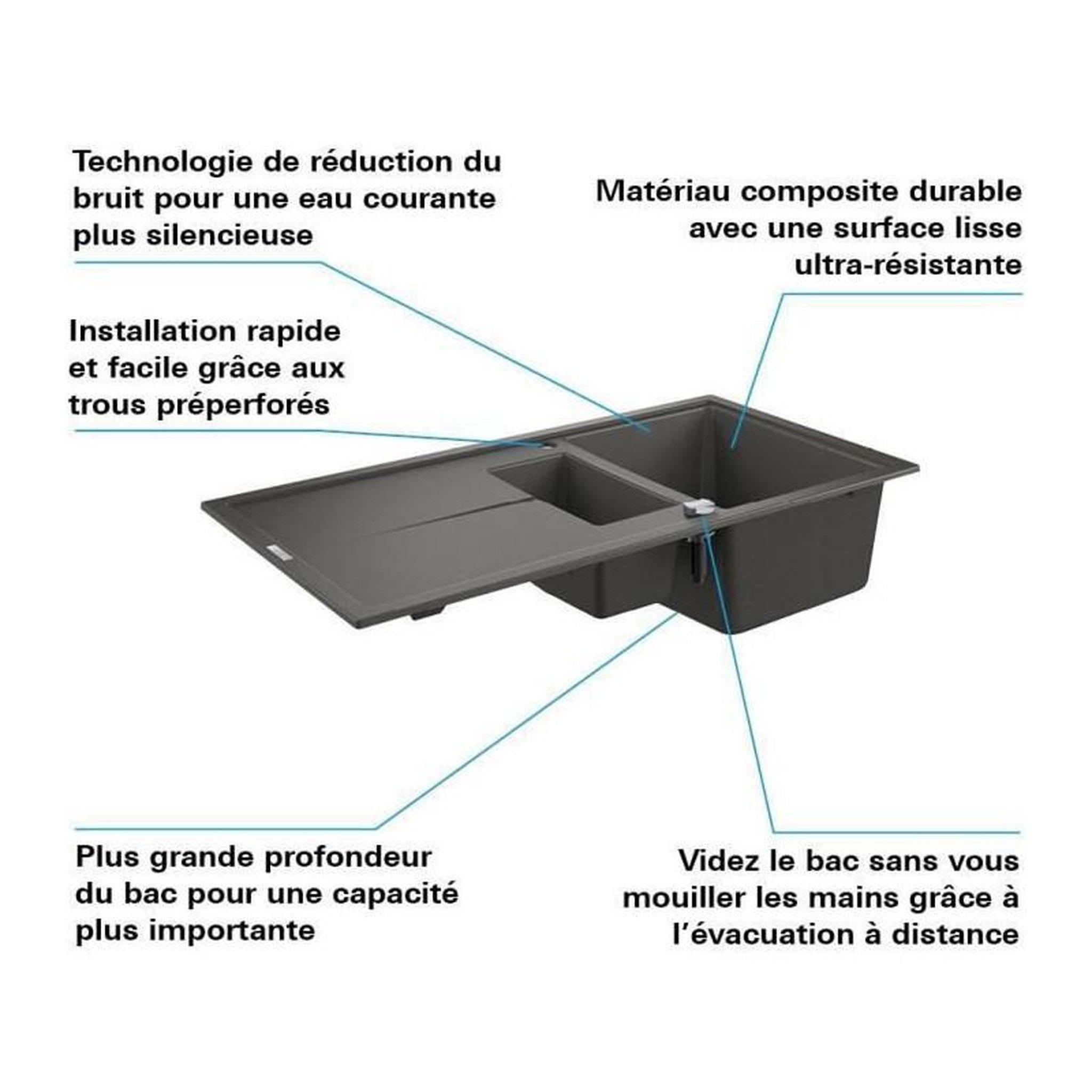 Voir la diapositive 5 : Grohe Evier composite - avec egouttoir - GROHE - K400