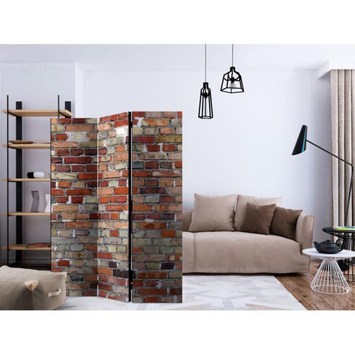 Paris Prix Paravent 3 Volets  Urban Brick  135x172cm