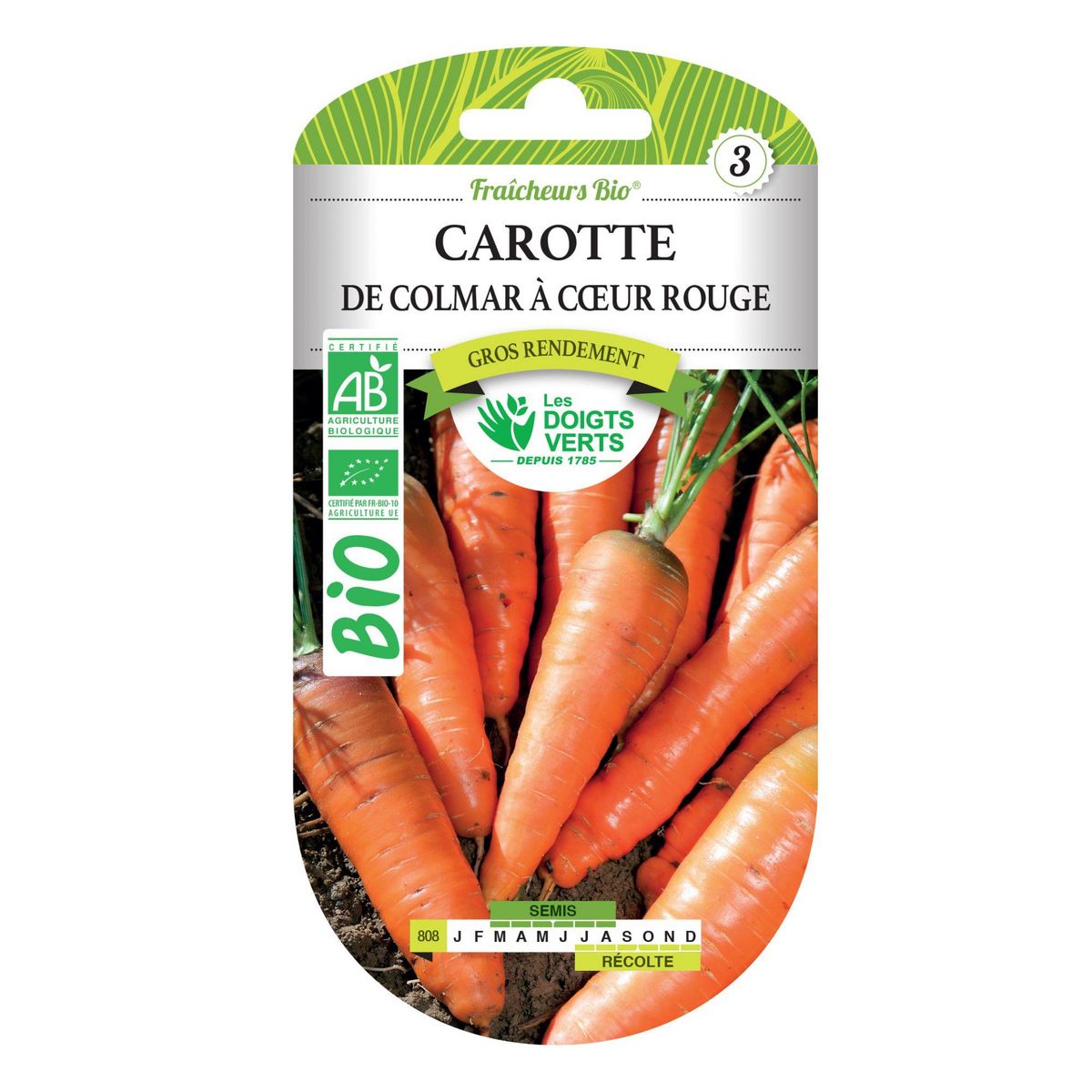 LES DOIGTS VERTS Graines Carotte de Colmar à coeur rouge BIO Les Doigts Verts