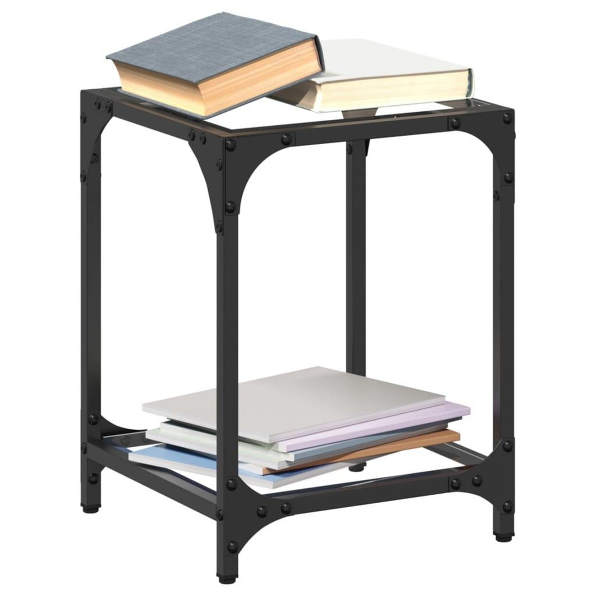 VIDAXL Table basse avec dessus en verre transparent 30x30x40 cm acier