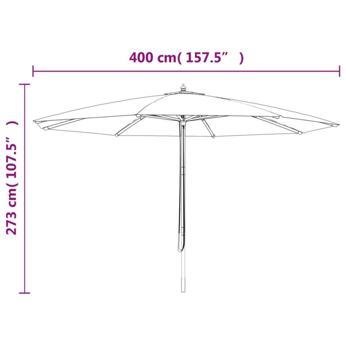 VIDAXL Parasol de jardin avec mat en bois terre cuite 400x273 cm