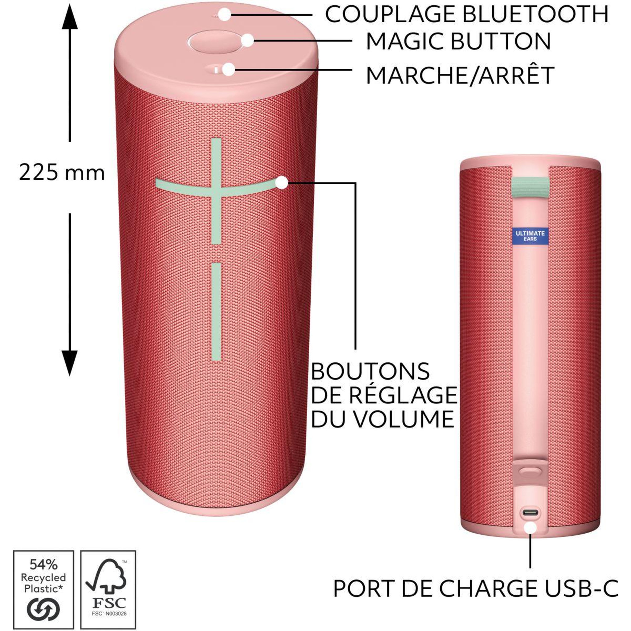 Voir la diapositive 5 : Ultimate ears Enceinte portable Megaboom 4 Framboise