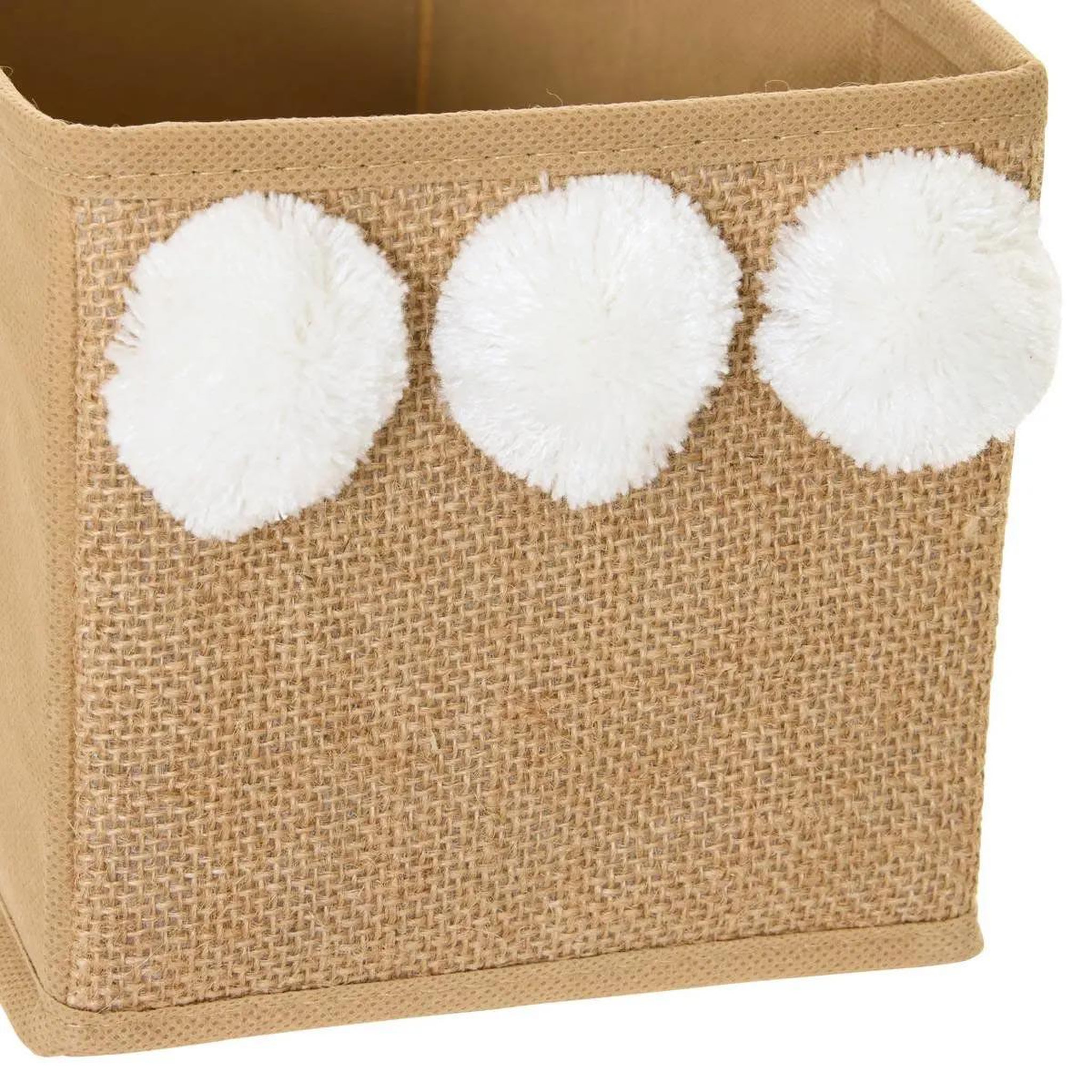 Voir la diapositive 2 : Atmosphera Kids Boîte de rangement enfant  pompons  29x14cm naturel