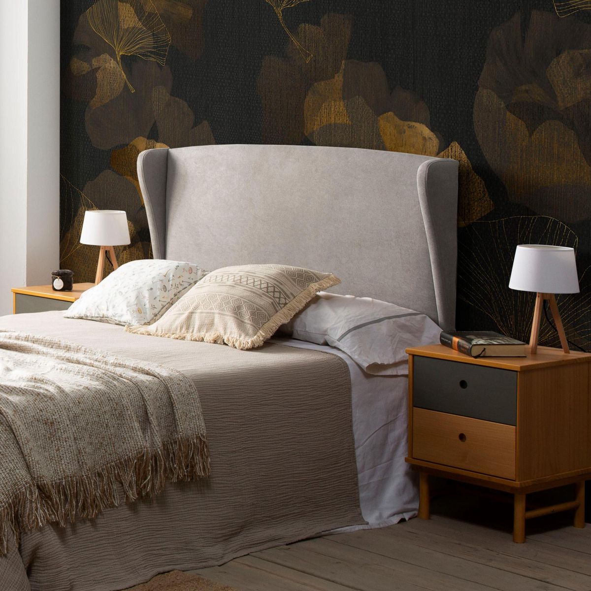 MARCKONFORT Tête de lit tapissée Munich Oreiller 140x60 cm Couleur Grise