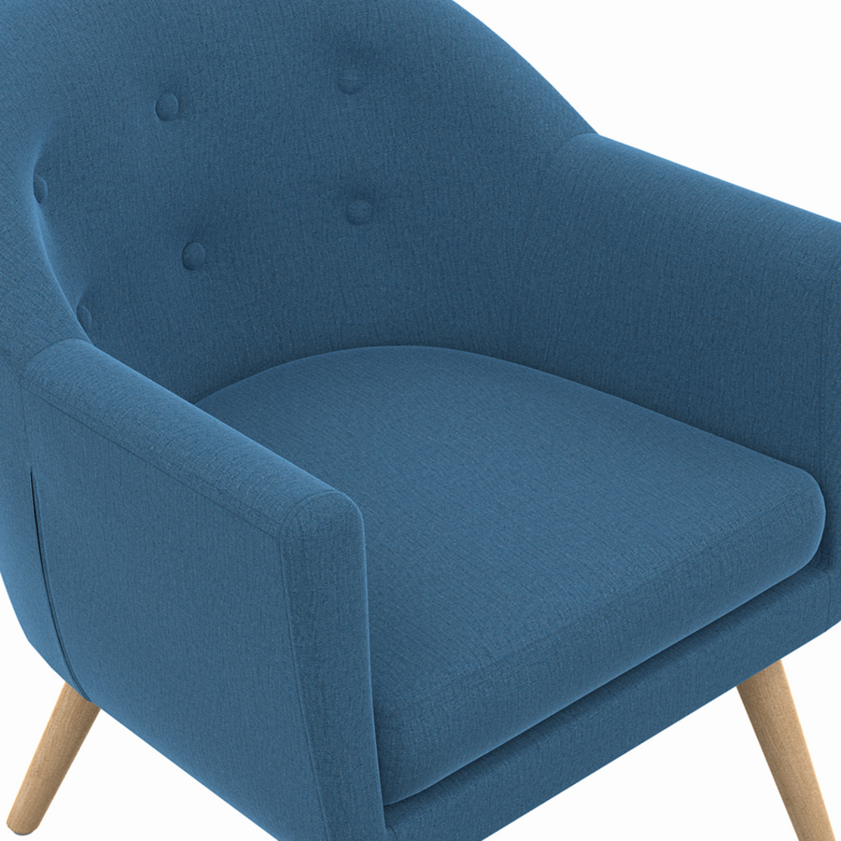 ID MARKET Fauteuil scandinave OLAN cabriolet en tissu bleu