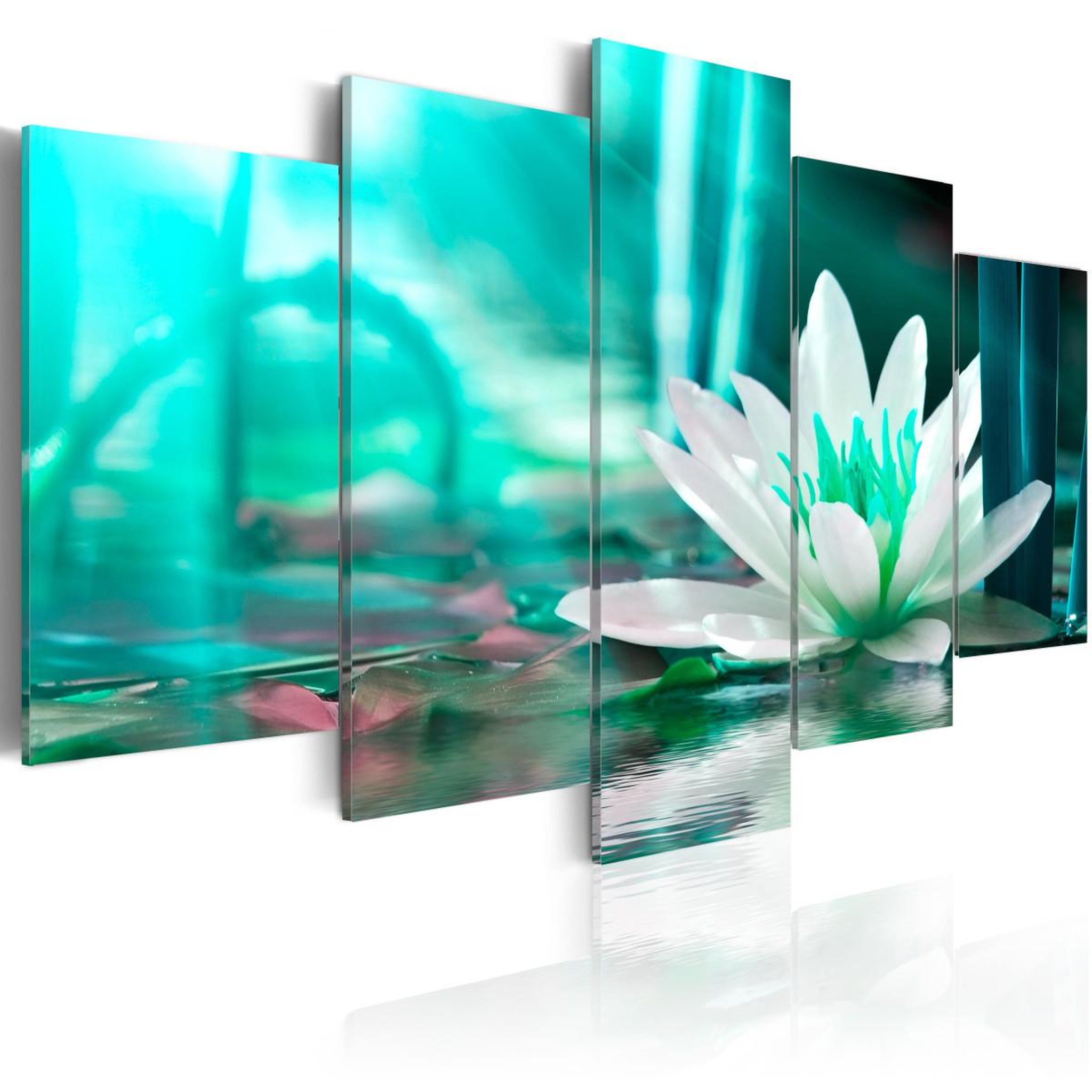Paris Prix Tableau imprimé  turquoise lotus. Coloris disponibles : Multicolore