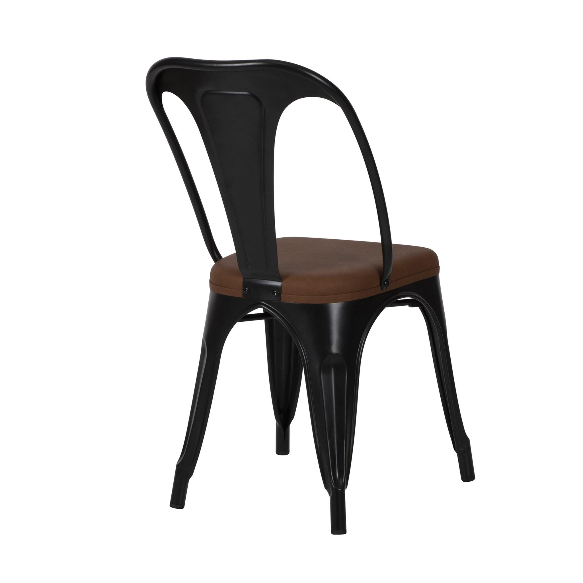 Voir la diapositive 5 : MAISON PAVANE Lot de 2 chaises en métal noir et cuir synthétique marron-Charly