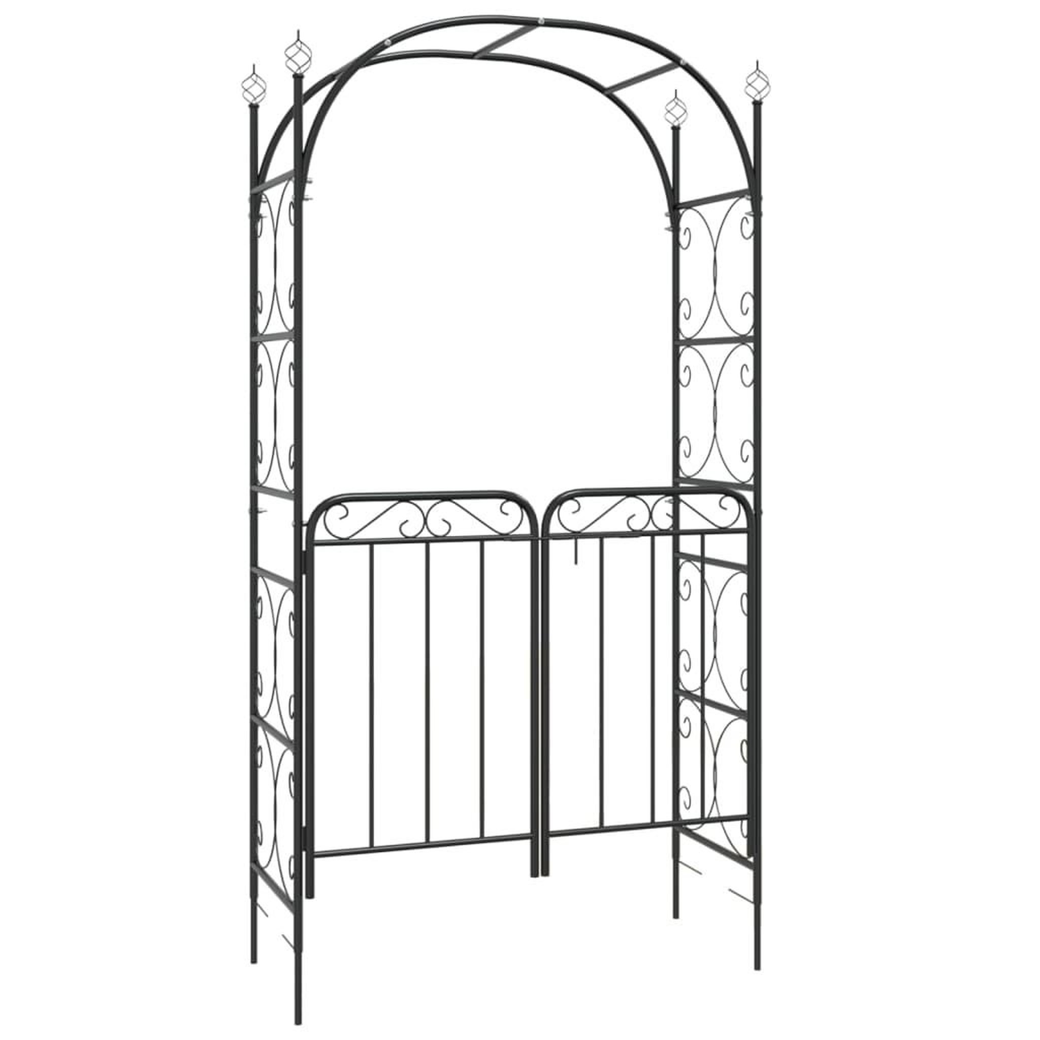 Voir la diapositive 2 : VIDAXL Arche de jardin avec portail noir 108x45x235 cm acier