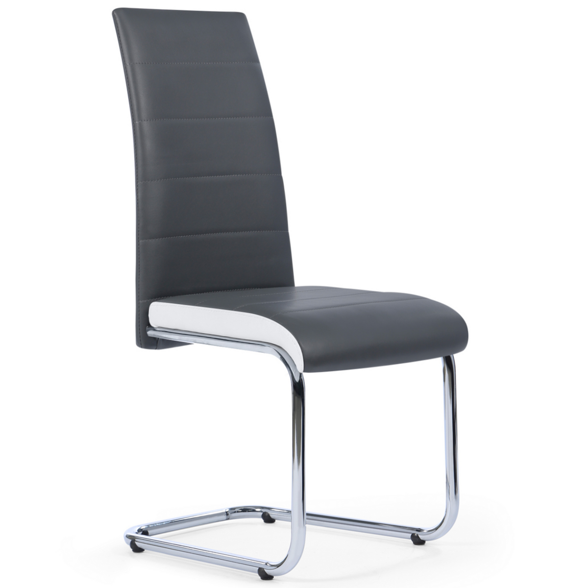 ID MARKET Lot de 4 chaises MIA grises liseré blanc pour salle à manger