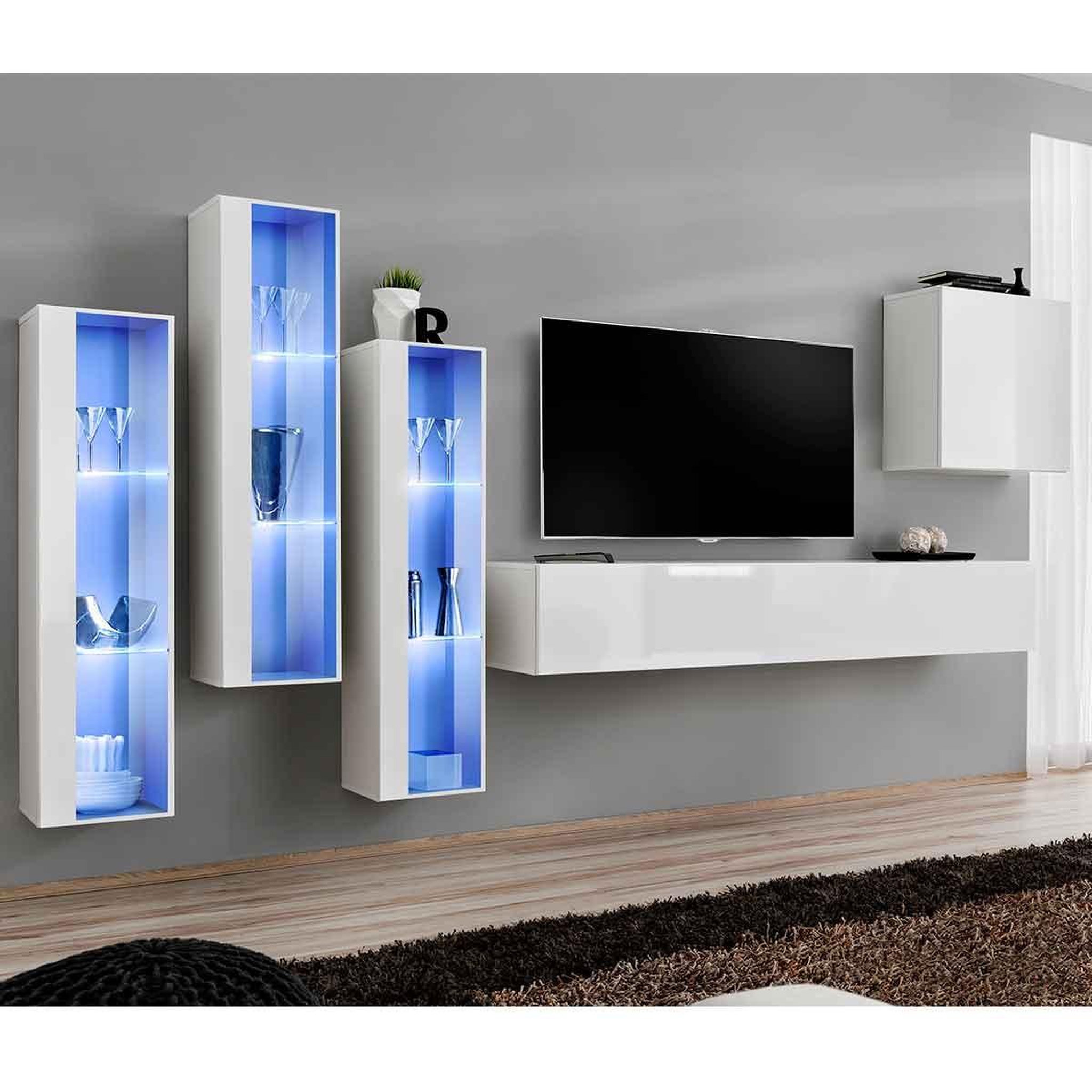 Paris Prix Meuble tv mural design  switch xiii  330cm blanc
