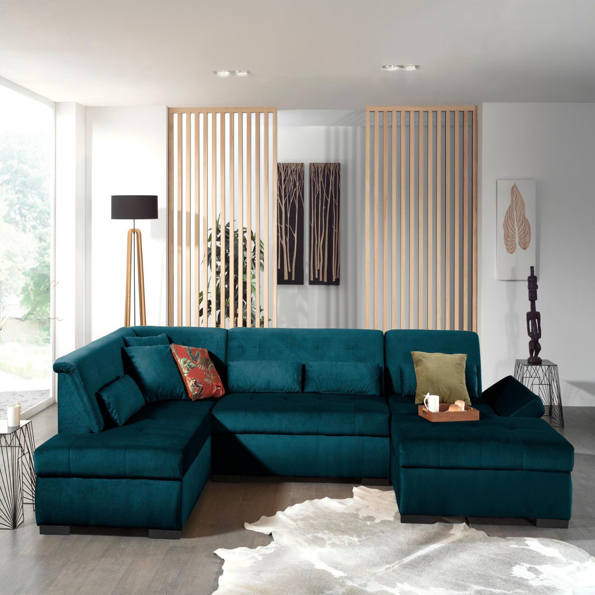 Voir la diapositive 2 : LISA DESIGN Vermont - canapé panoramique d'angle gauche - 7 places - xxl - en velours