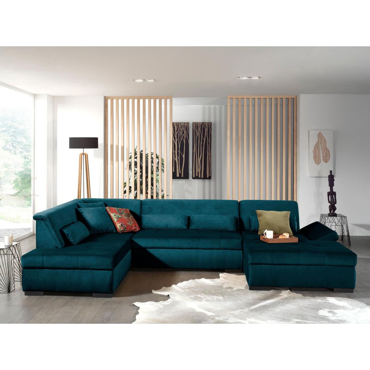 LISA DESIGN Vermont - canapé panoramique d'angle gauche - 7 places - xxl - en velours