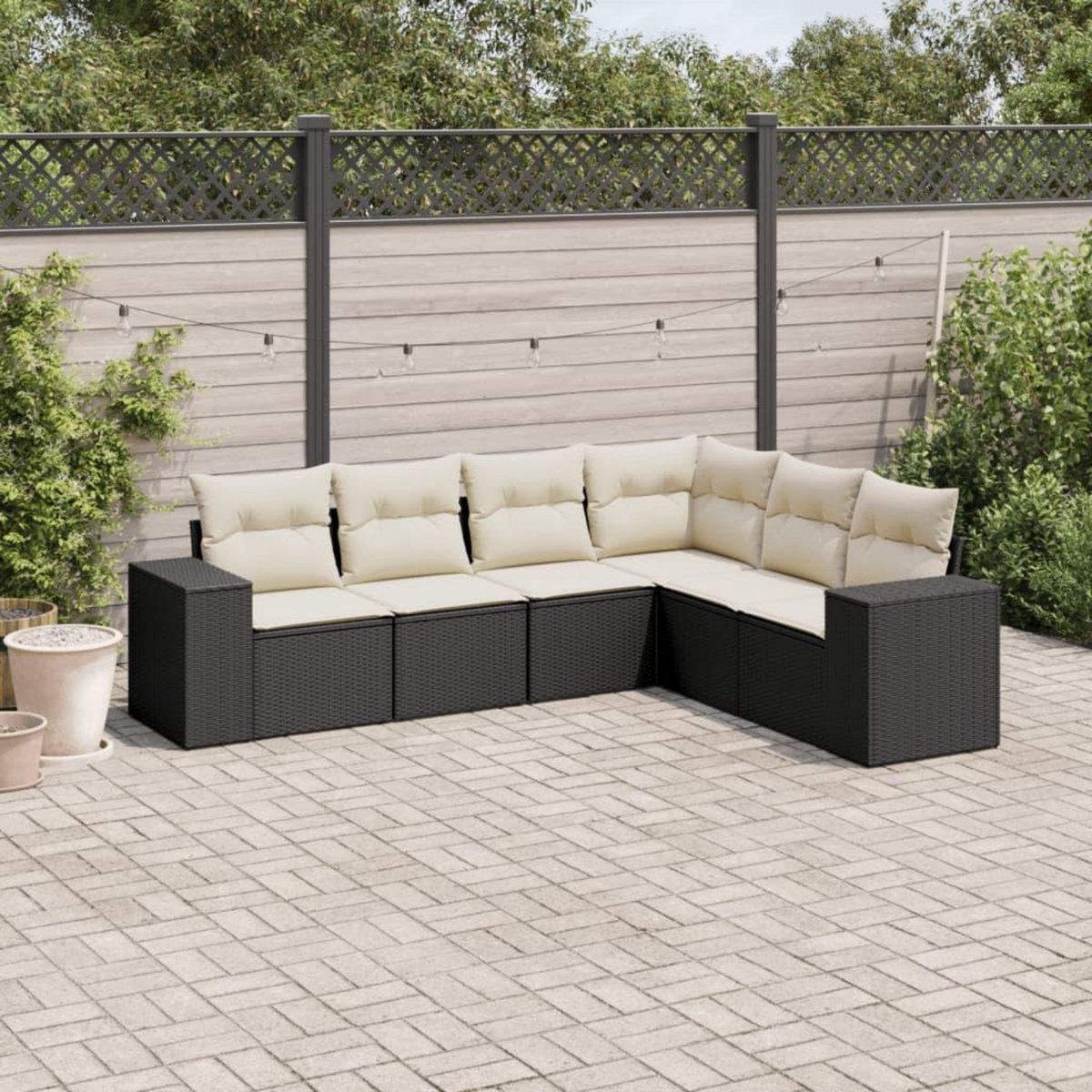 VIDAXL Salon de jardin 6 pcs avec coussins noir resine tressee
