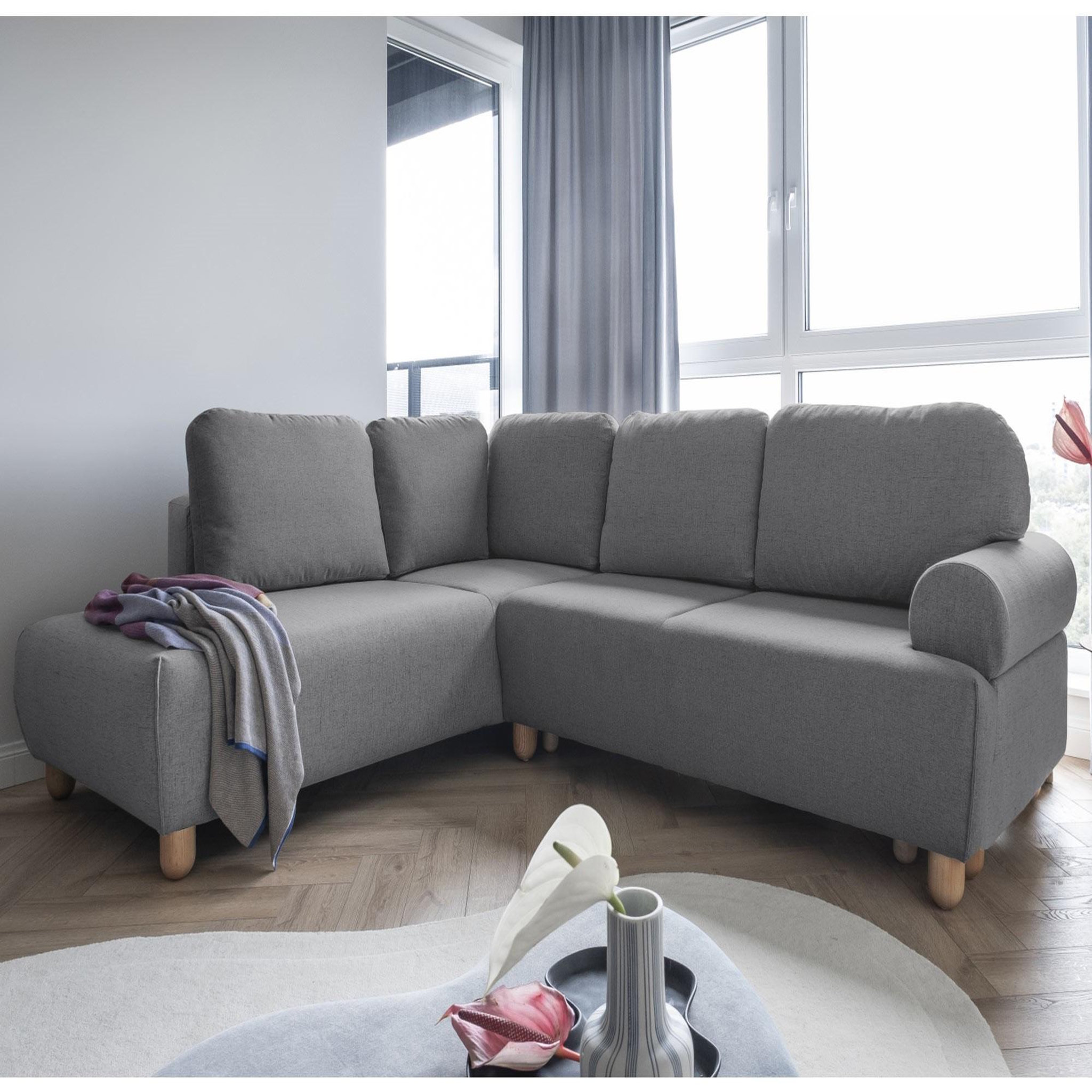 Voir la diapositive 1 : BEST MOBILIER Olli - canapé d'angle droit - convertible - avec coffre - 4 places - en tissu