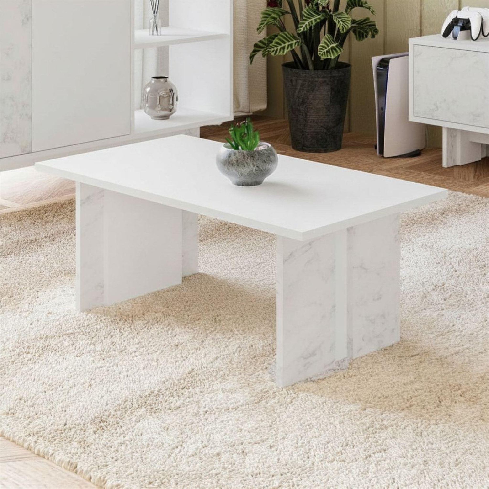 Voir la diapositive 2 : Habitat et Jardin Table basse en bois  ravello  - 90 x 50 x 40 cm - blanc