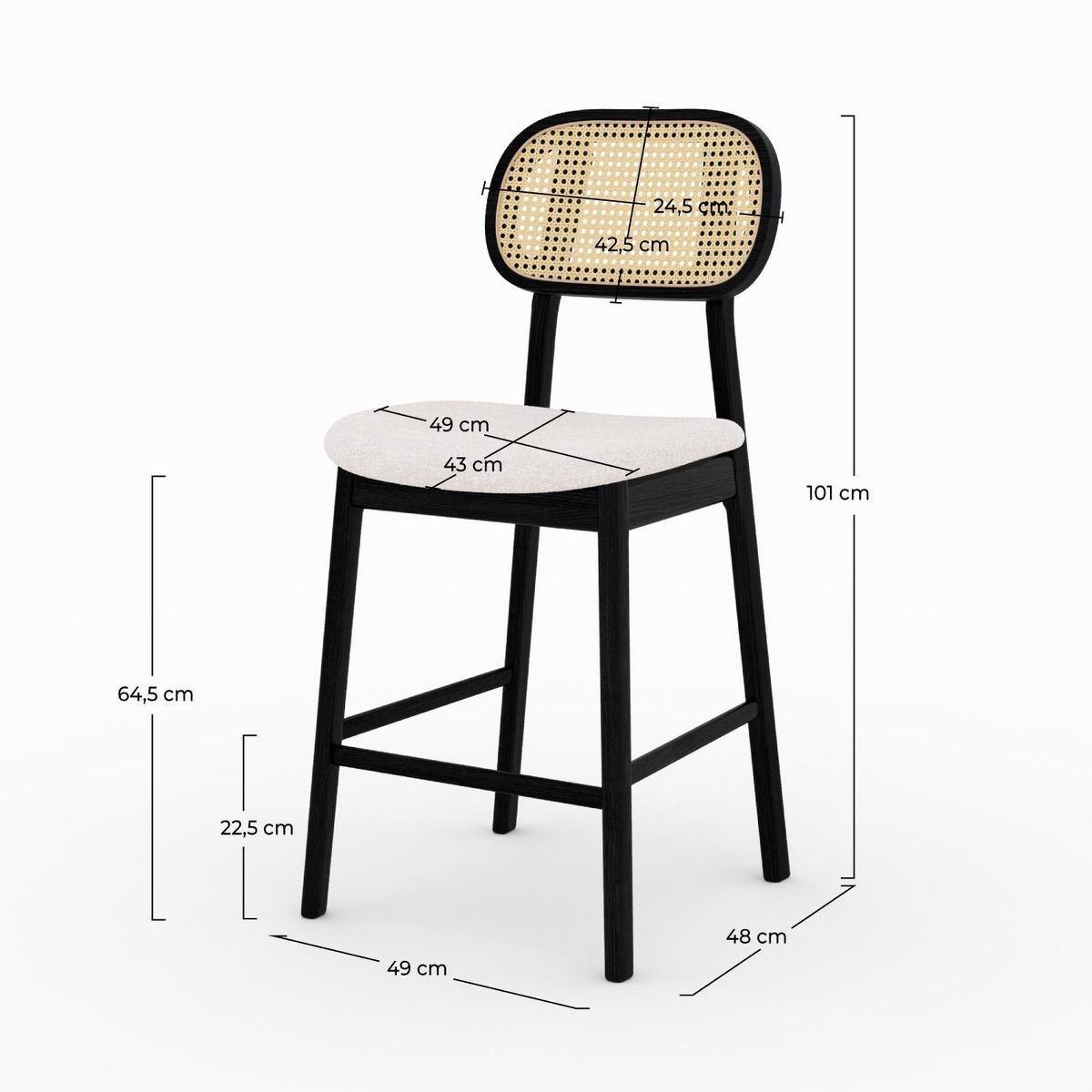 Rendez vous déco Lot de 2 chaises pour îlot central 64,5 cm en tissu beige - Maria