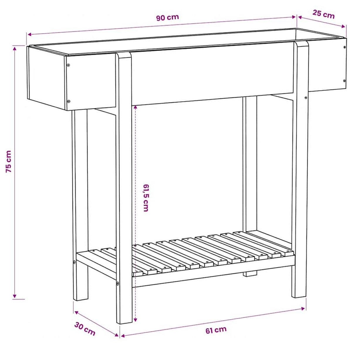 VIDAXL Lit sureleve de jardin Bois massif d'acacia et zinc